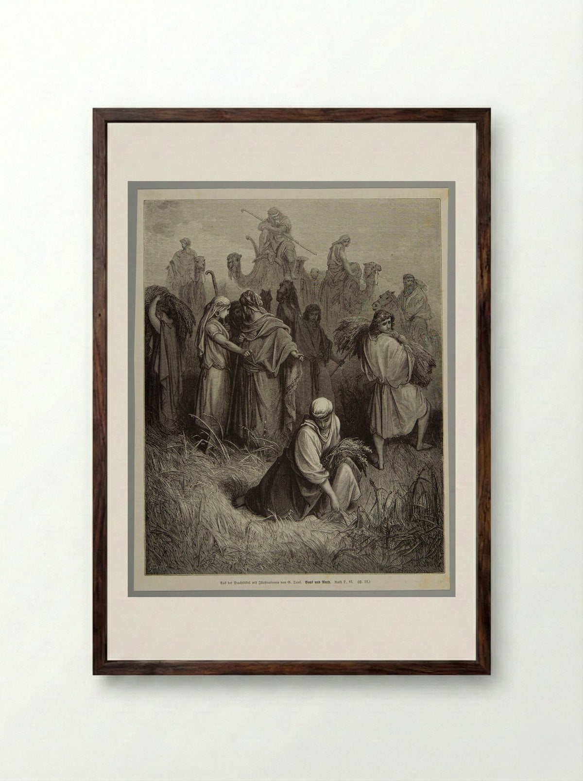 Boas and Ruth - Adolph-François Pannemaker - Framed Print Dark Wood