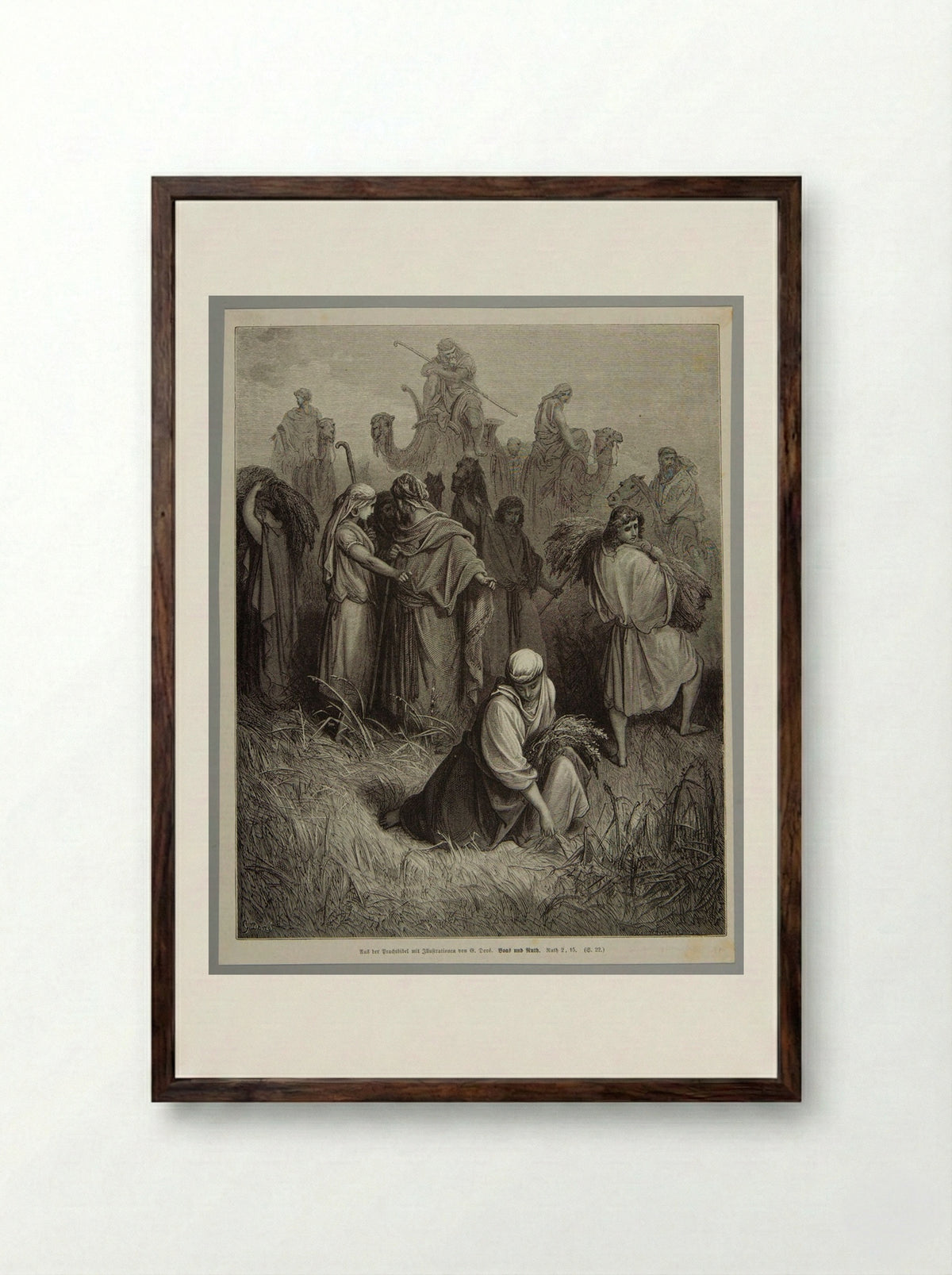 Boas and Ruth - Adolph-François Pannemaker - Framed Print Dark Wood
