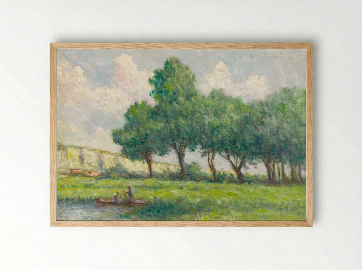 Boat Near Rolleboise - Maximilien Luce - Framed Print Wood