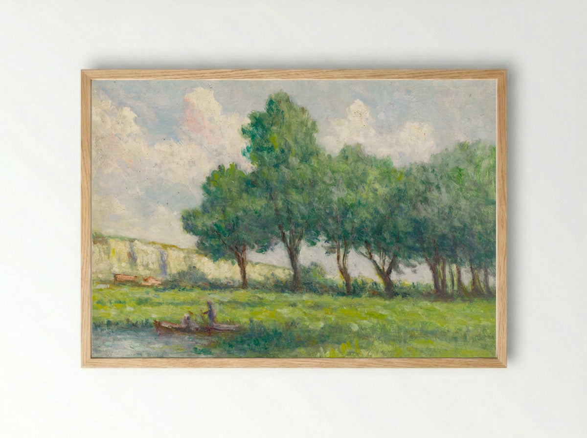 Boat Near Rolleboise - Maximilien Luce - Framed Print Wood