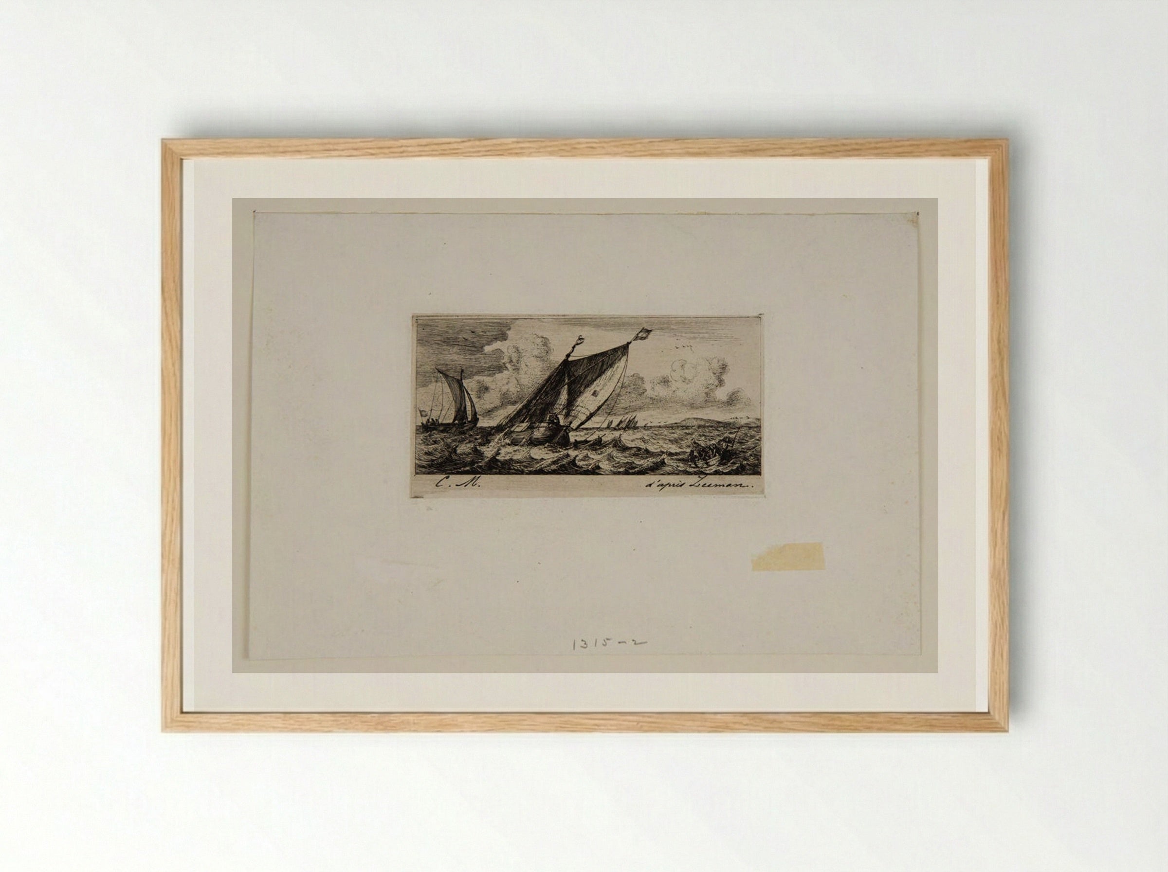 Boat from Harlem to Amsterdam - Charles Meryon - Framed Print Wood