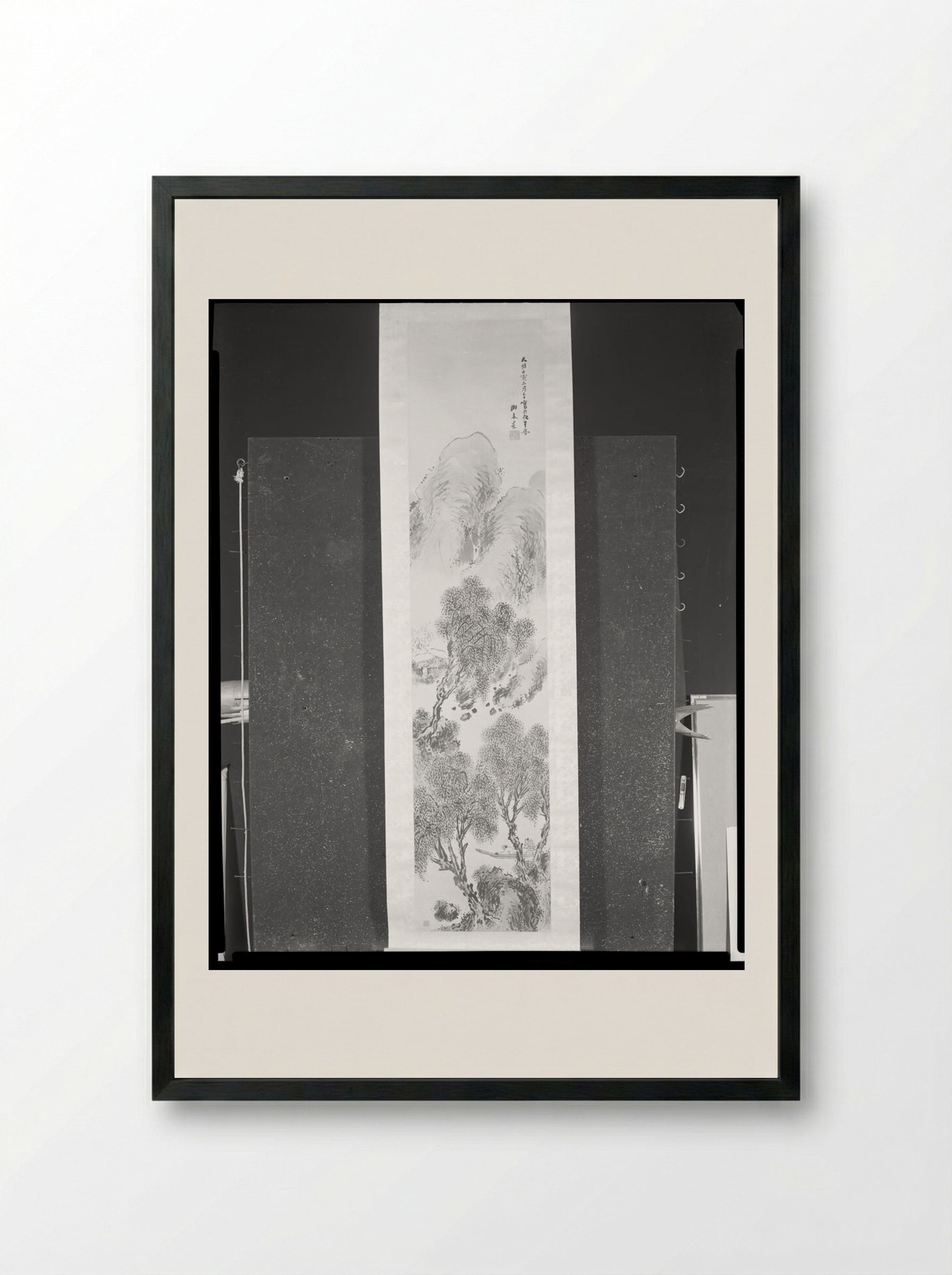 Boating Under Willow Trees - Yosa Buson - Framed Print Black