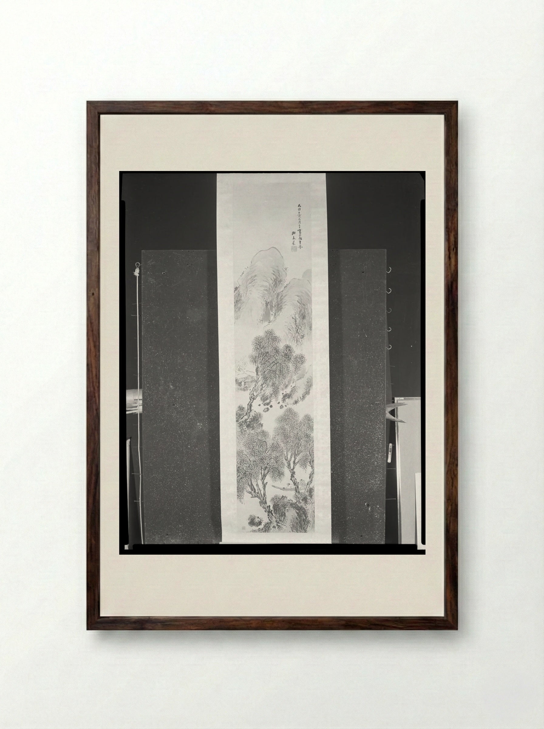Boating Under Willow Trees - Yosa Buson - Framed Print Dark Wood