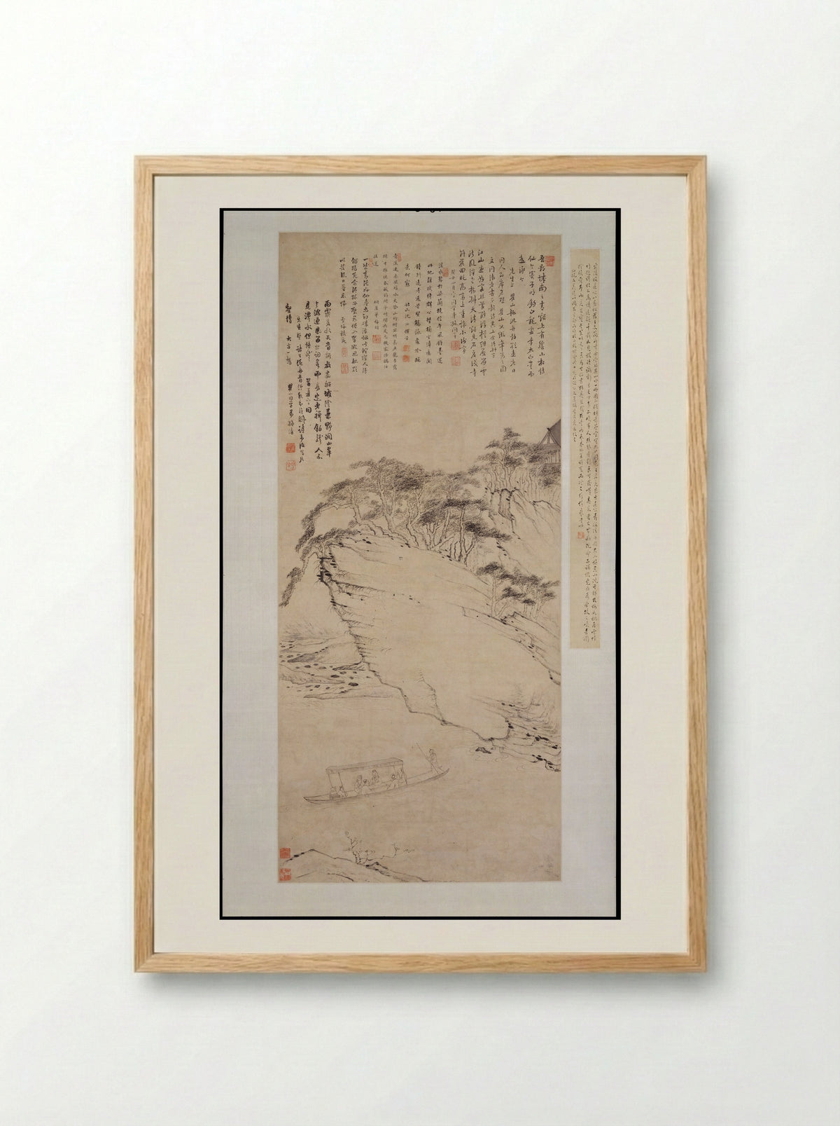 Boating beneath Echo Hill - Mei Qing - Framed Print Wood
