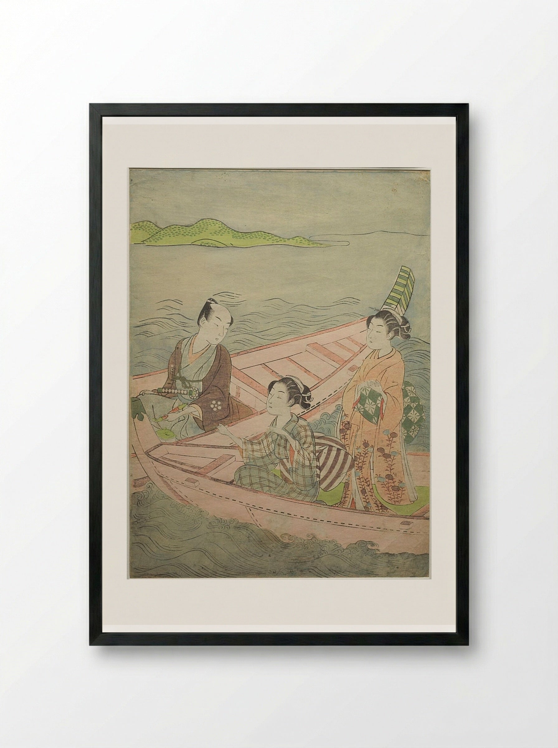 Boating on Edo Bay - Suzuki Harunobu - Framed Print Black