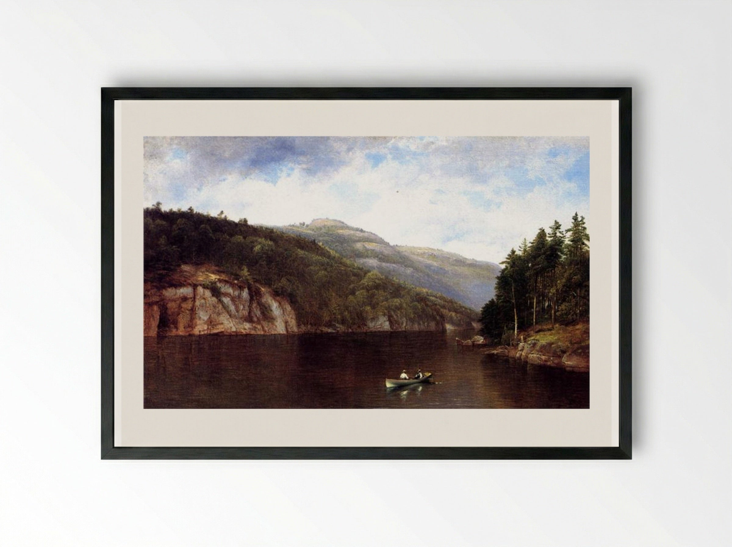 Boating on Lake George - David Johnson - Framed Print Black