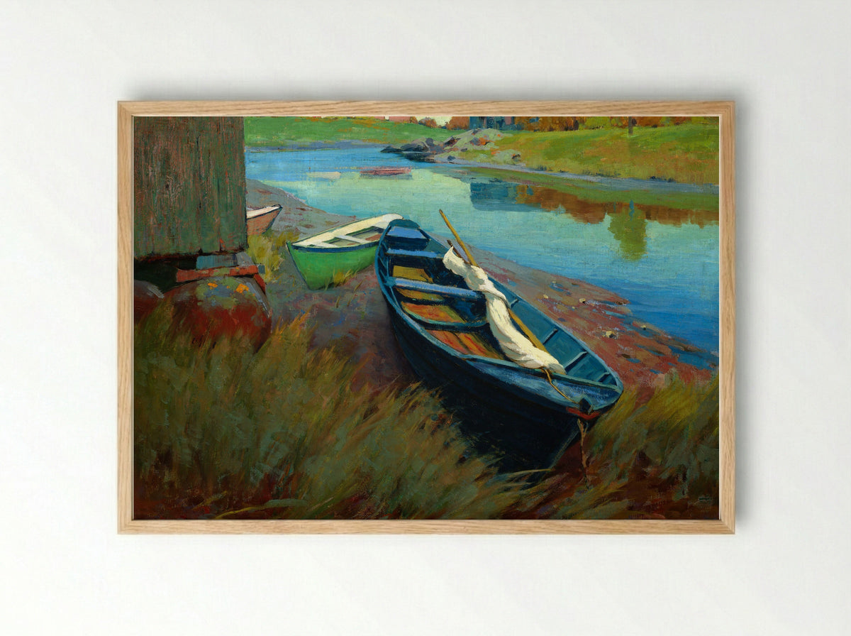 Boats at Rest - Arthur Wesley Dow - Framed Print Wood