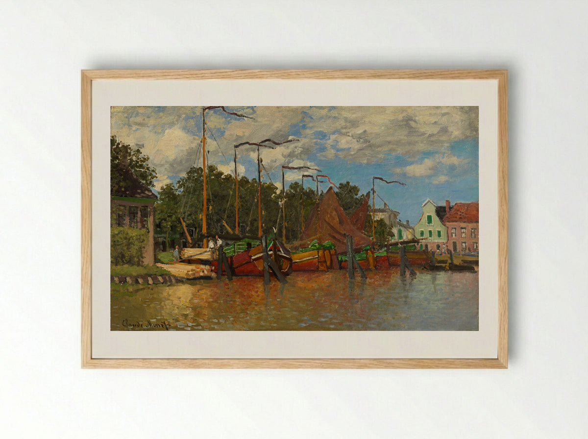 Boats at Zaandam - Claude Monet - Framed Print Wood