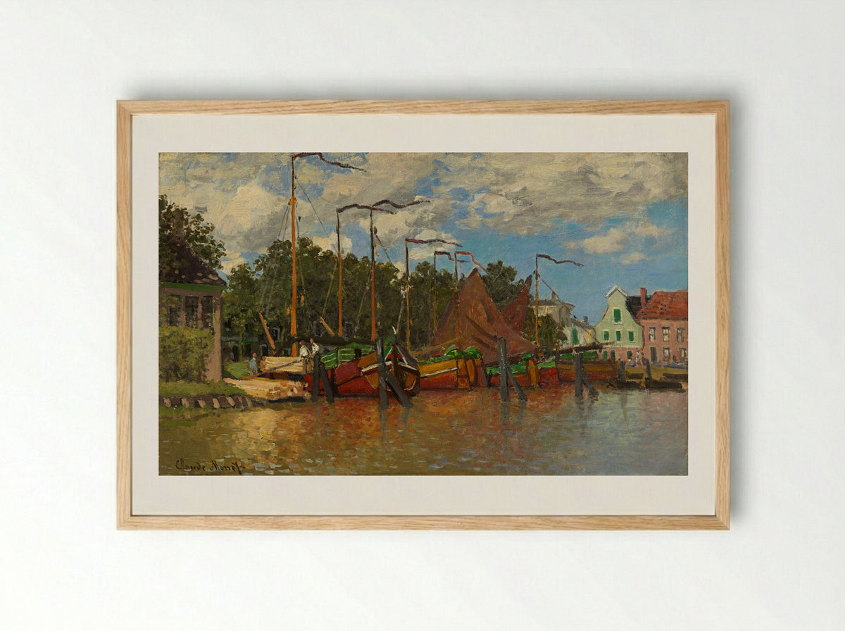 Boats at Zaandam - Claude Monet - Framed Print Wood