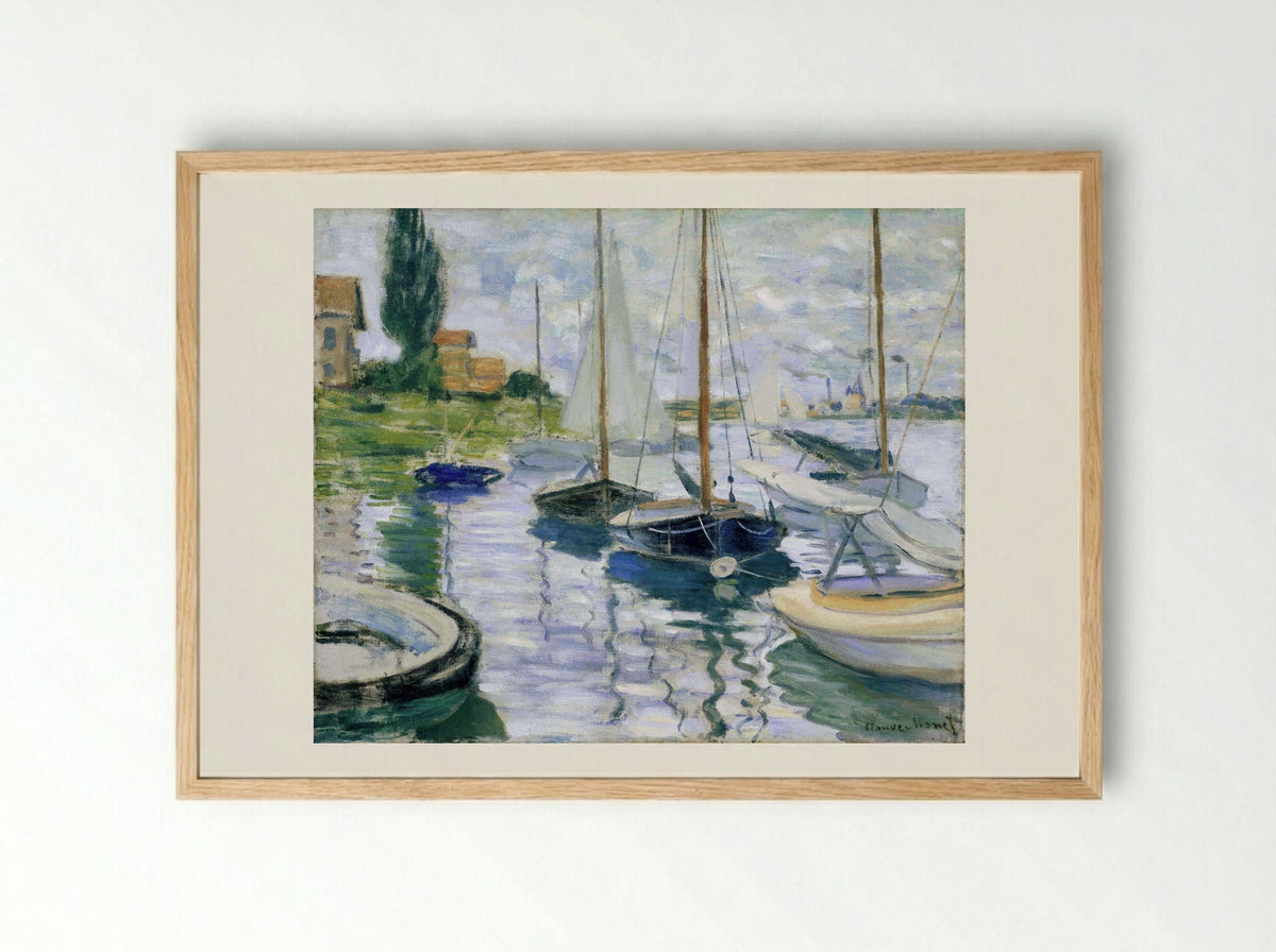 Boats at rest, at Petit-Gennevilliers - Claude Monet - Framed Print Wood