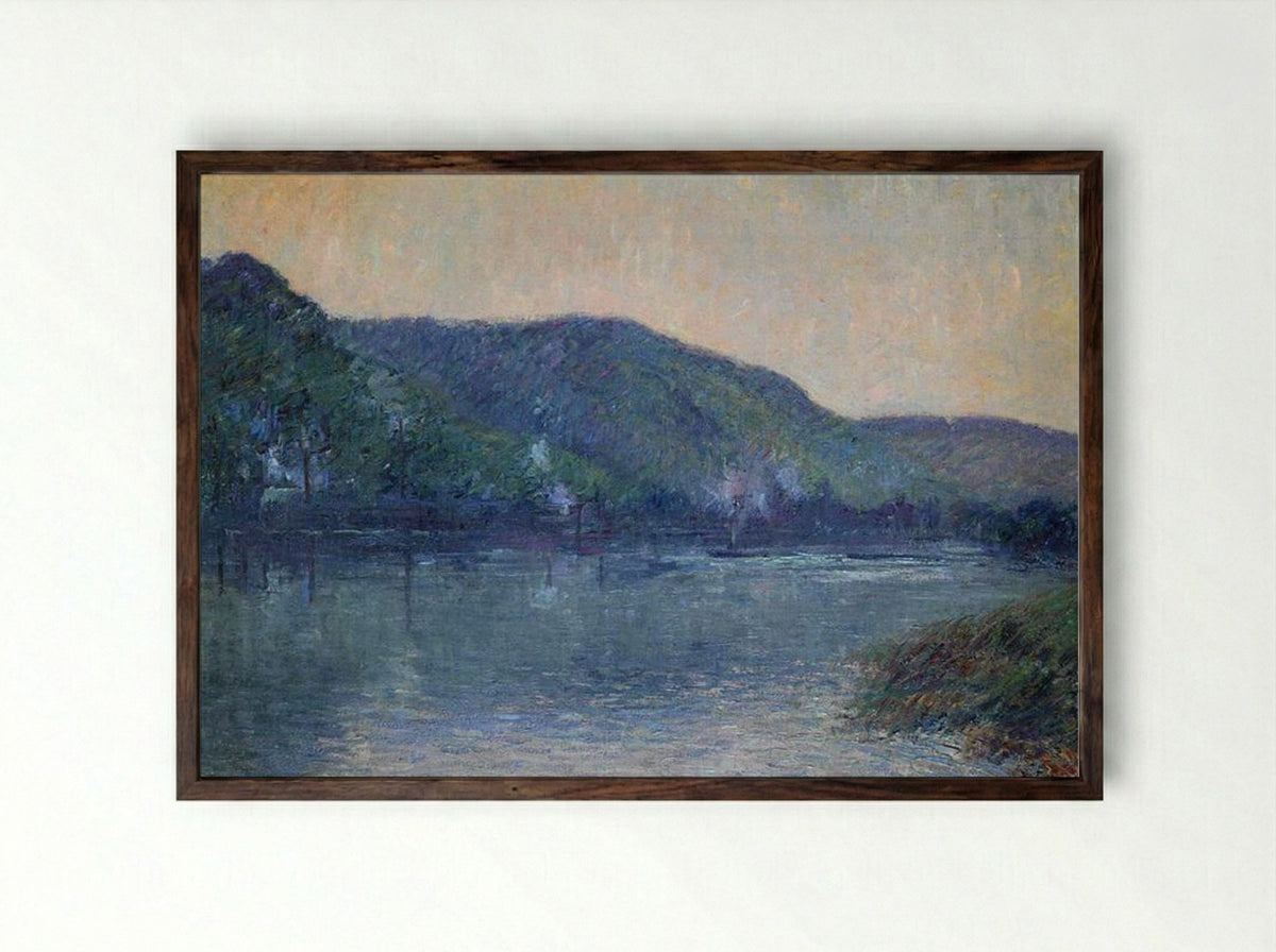 Boats on the Seine at Oissel - Gustave Loiseau - Framed Print Dark Wood