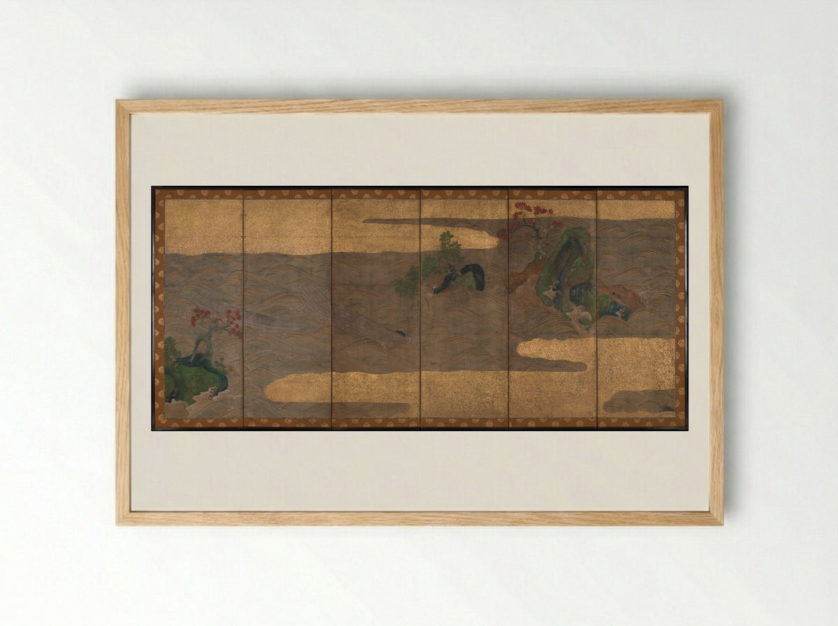 Boats upon Waves - Tawaraya Sōtatsu - Framed Print Wood