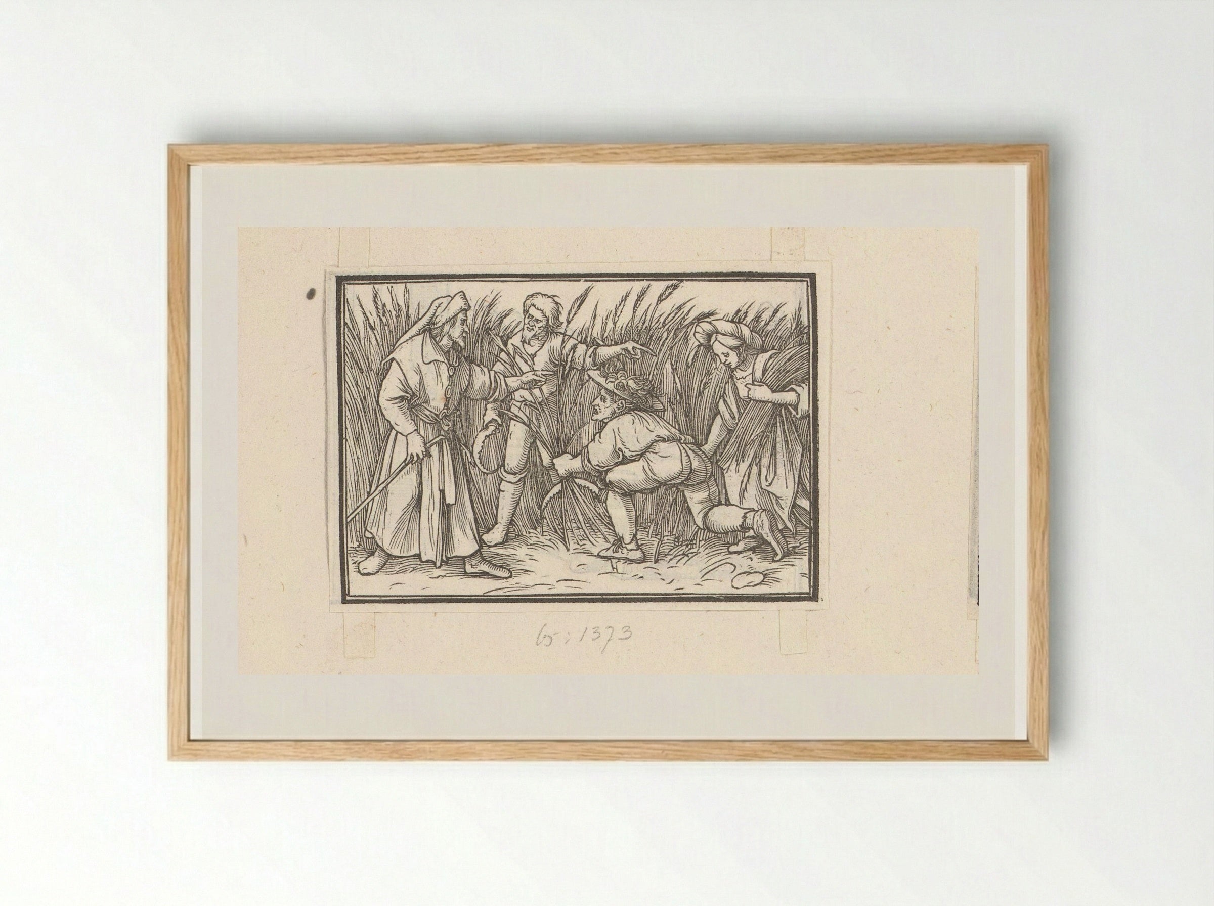 Boaz Meets Ruth at the Harvest - Veit Rudolf Specklin - Framed Print Wood