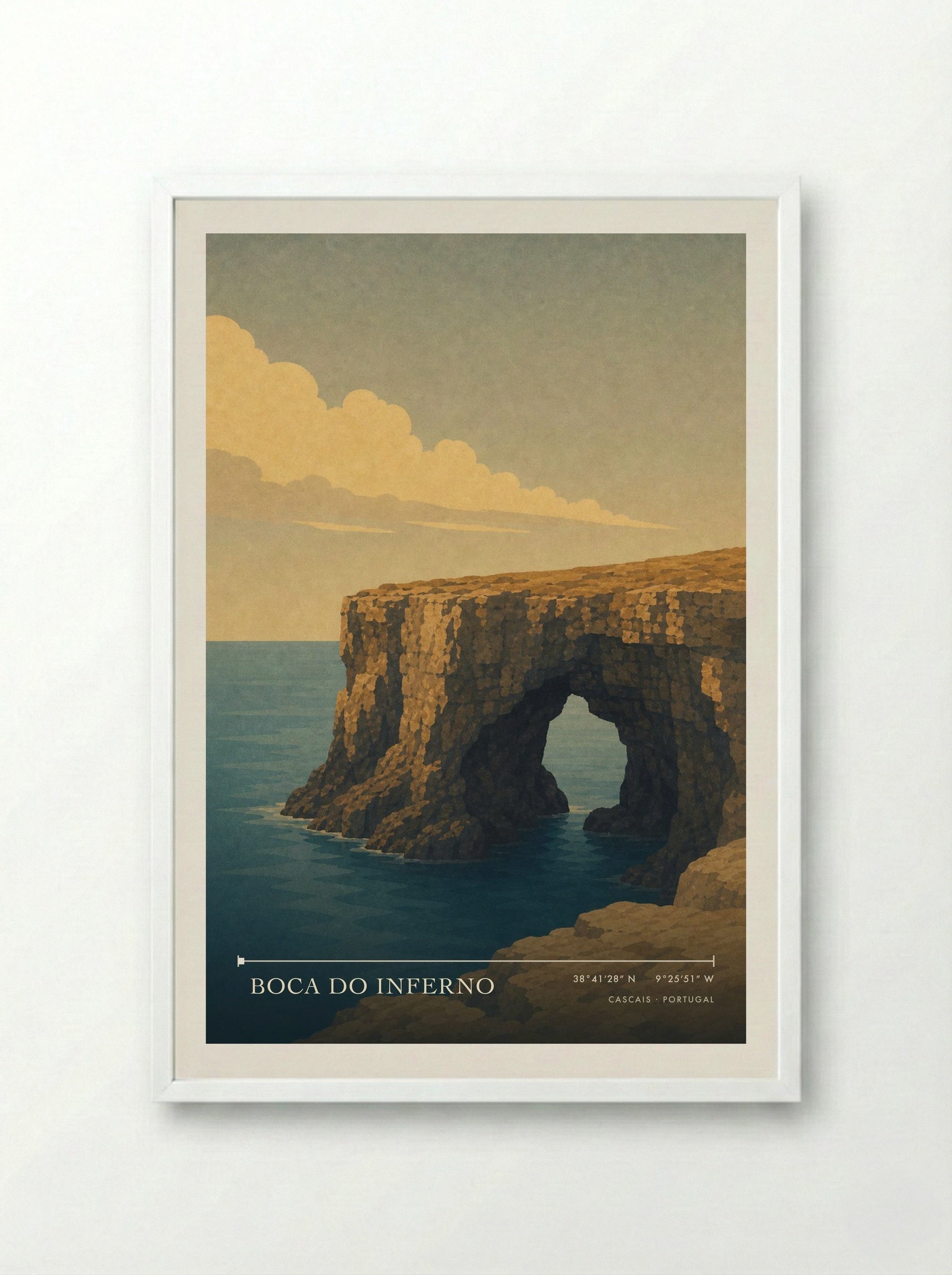 Boca do Inferno Travel Poster Artwork - Framed Print White