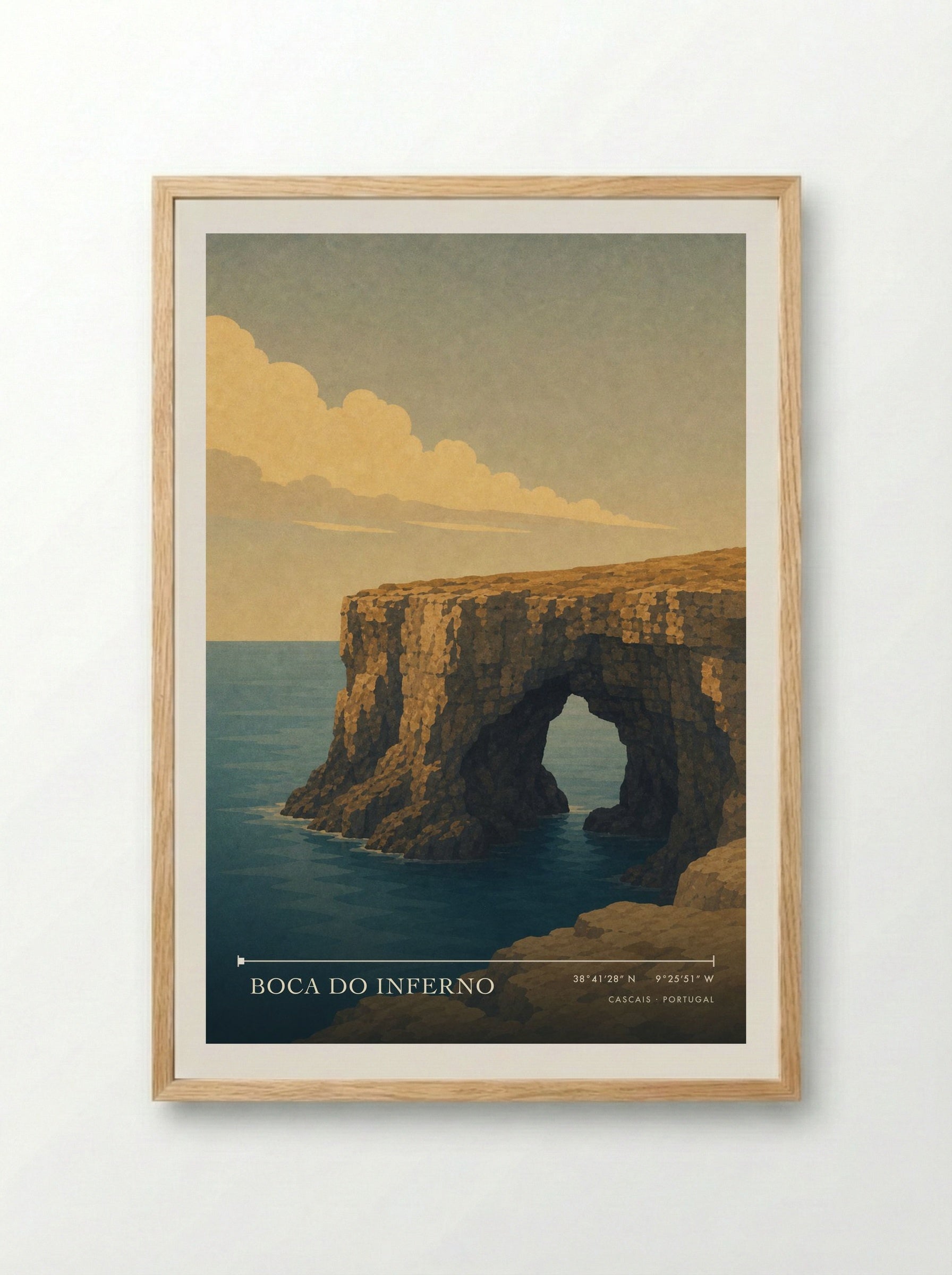 Boca do Inferno Travel Poster Artwork - Framed Print Wood