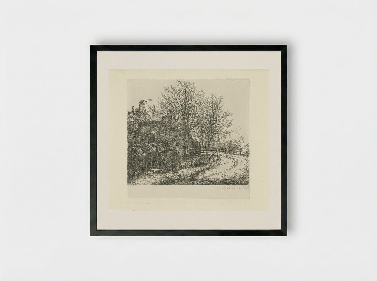 Bocht langs een rivier - Jacobus Ludovicus Cornet - Framed Print Black