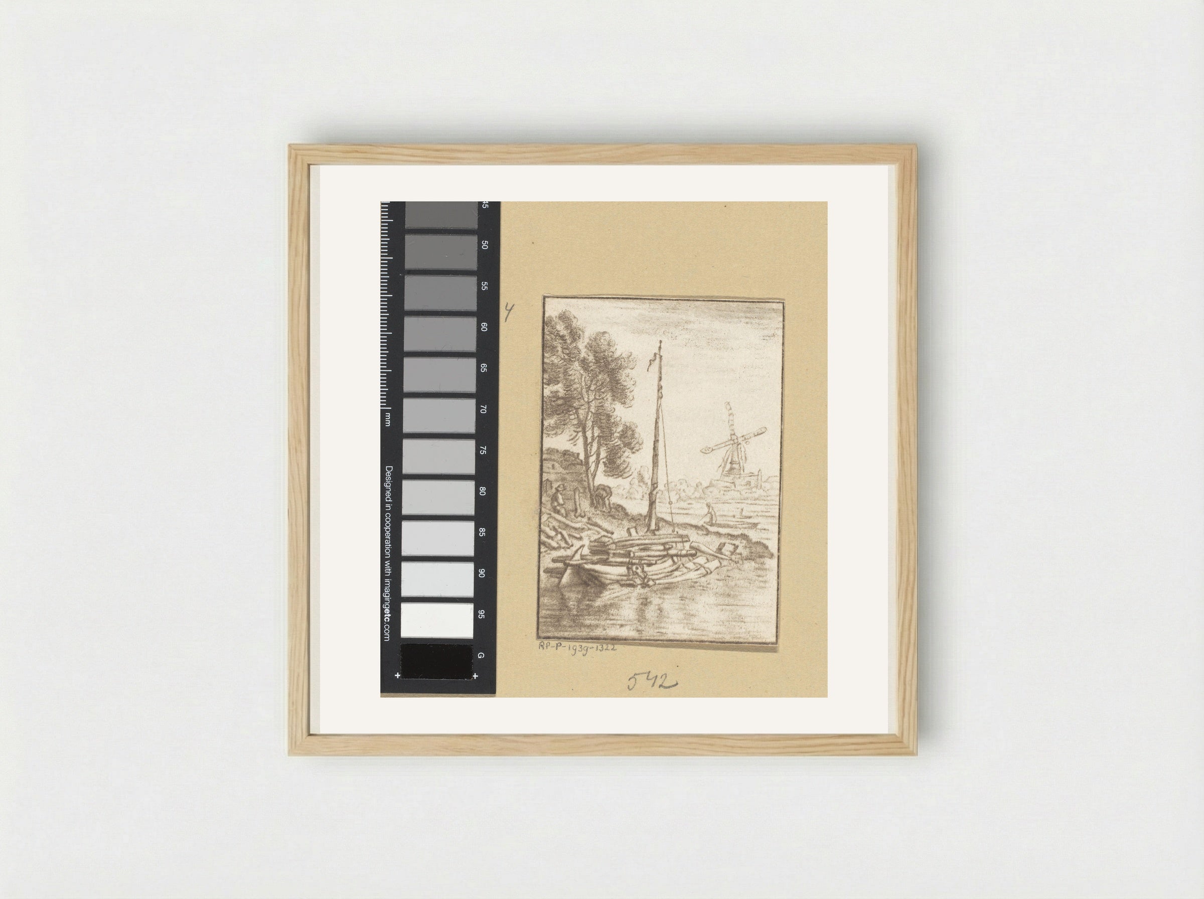 Bochtige rivier - Cornelis Ploos van Amstel - Framed Print Wood