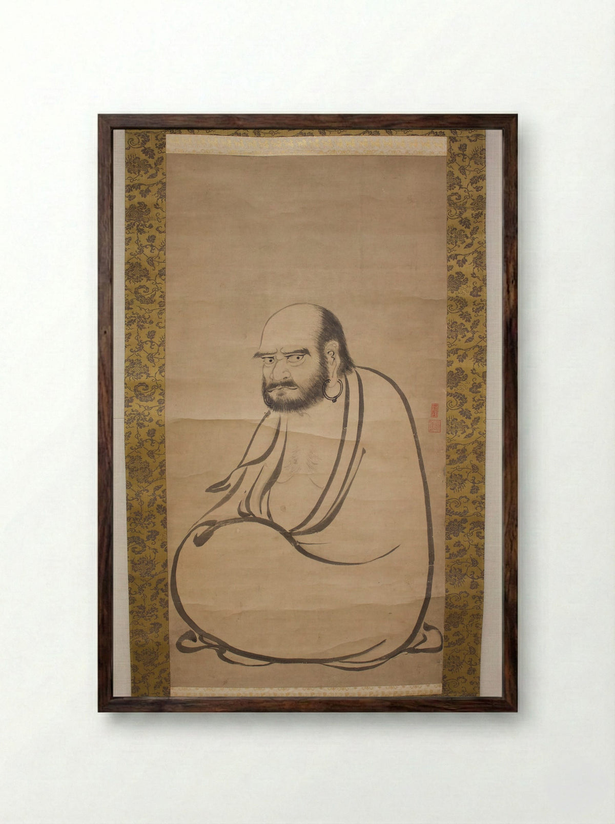 Bodhidharma (Daruma) - Kano Sanraku - Framed Print Dark Wood