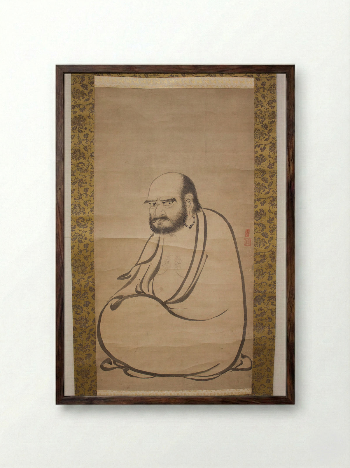 Bodhidharma (Daruma) - Kano Sanraku - Framed Print Dark Wood