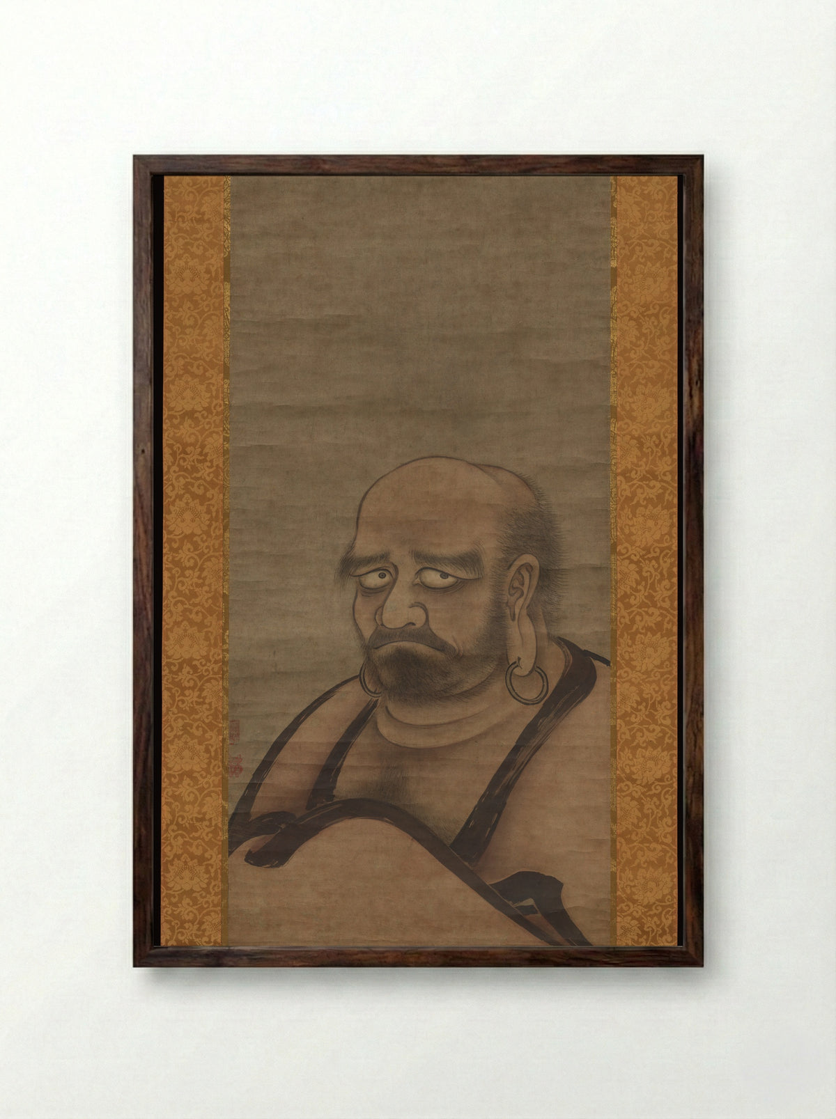 Bodhidharma in Red Robes - Kano Masanobu - Framed Print Dark Wood