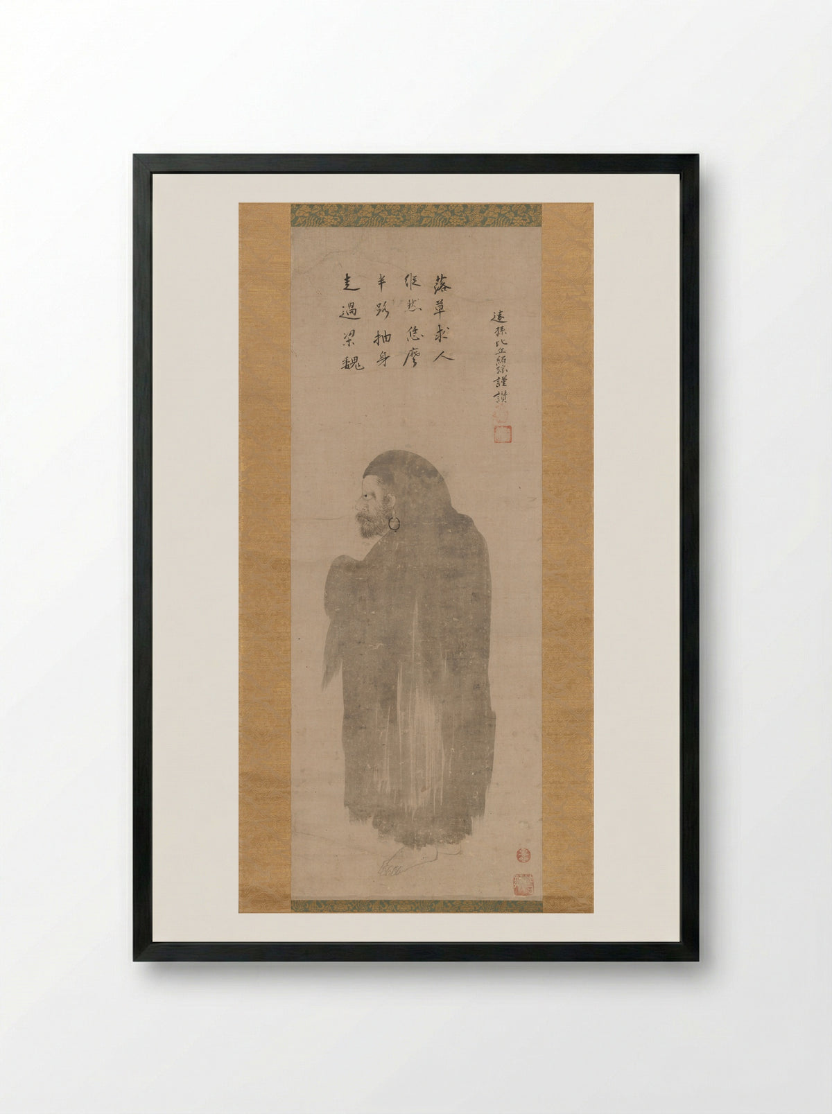 Bodhidharma - Unkoku Tōgan - Framed Print Black