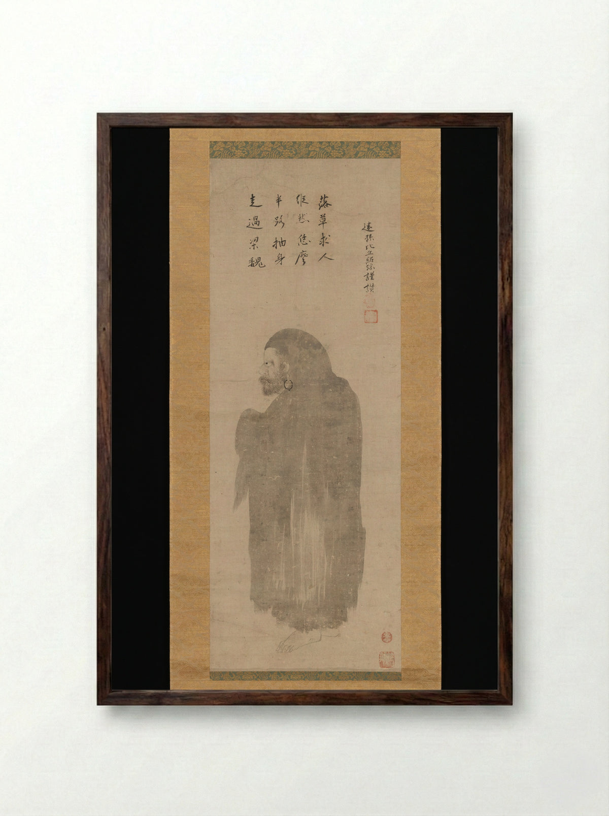 Bodhidharma - Unkoku Tōgan - Framed Print Dark Wood