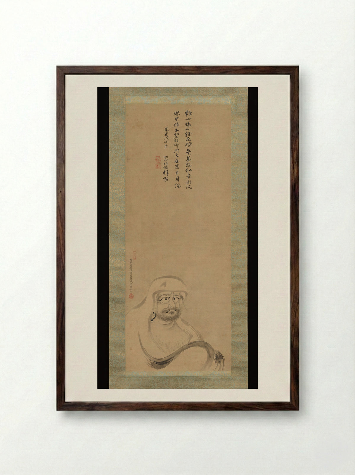 Bodhidharma - Kano Takanobu - Framed Print Dark Wood