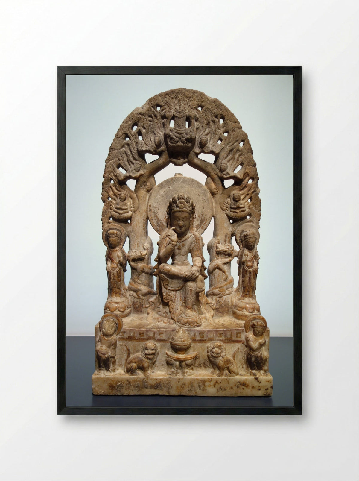 Bodhisattva Maitreya - Unknown Chinese Sculptor - Framed Print Black