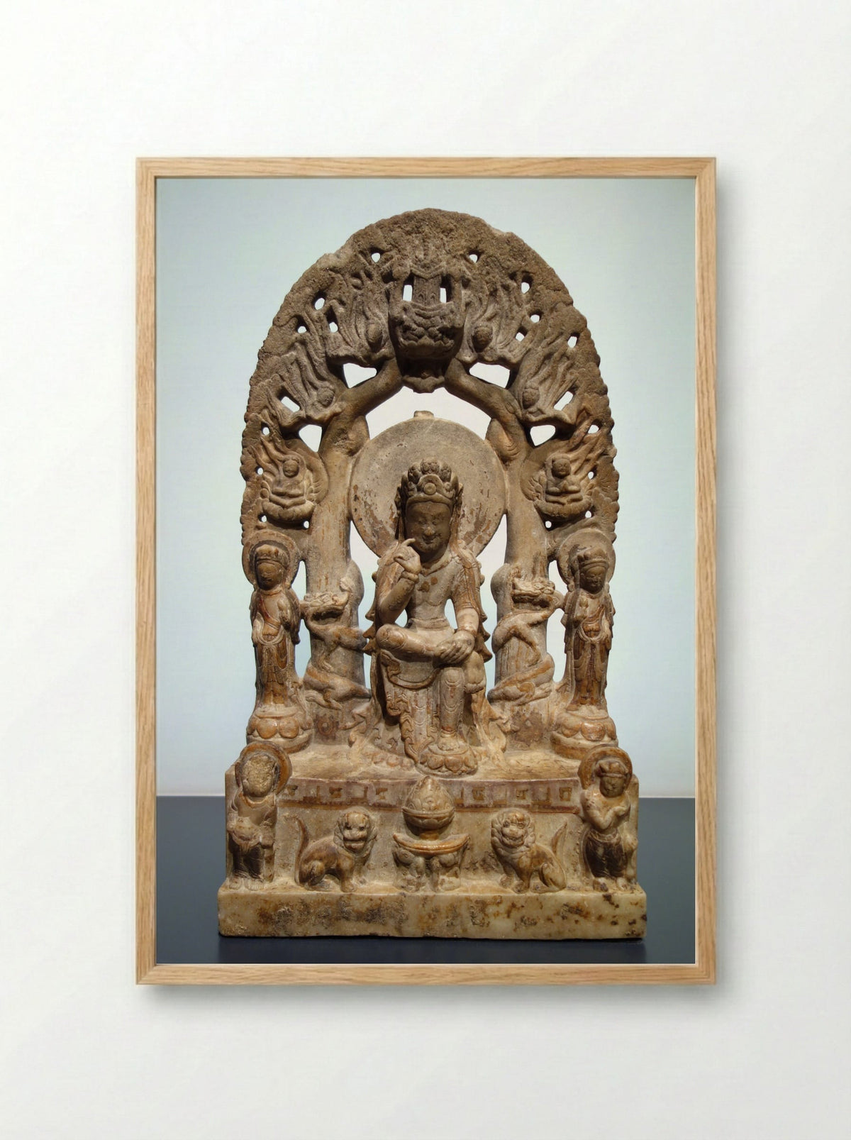 Bodhisattva Maitreya - Unknown Chinese Sculptor - Framed Print Wood