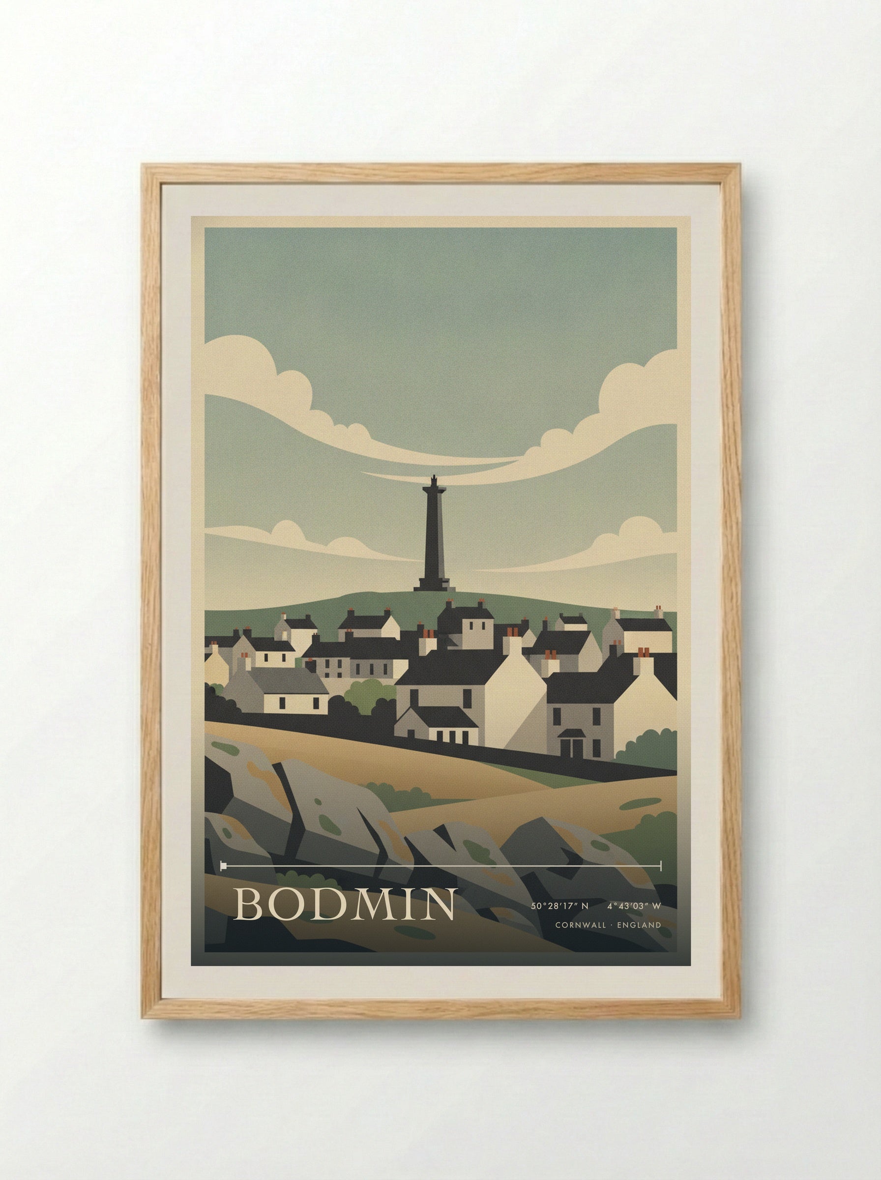 Bodmin Cornwall England Travel Poster - Framed Print Wood