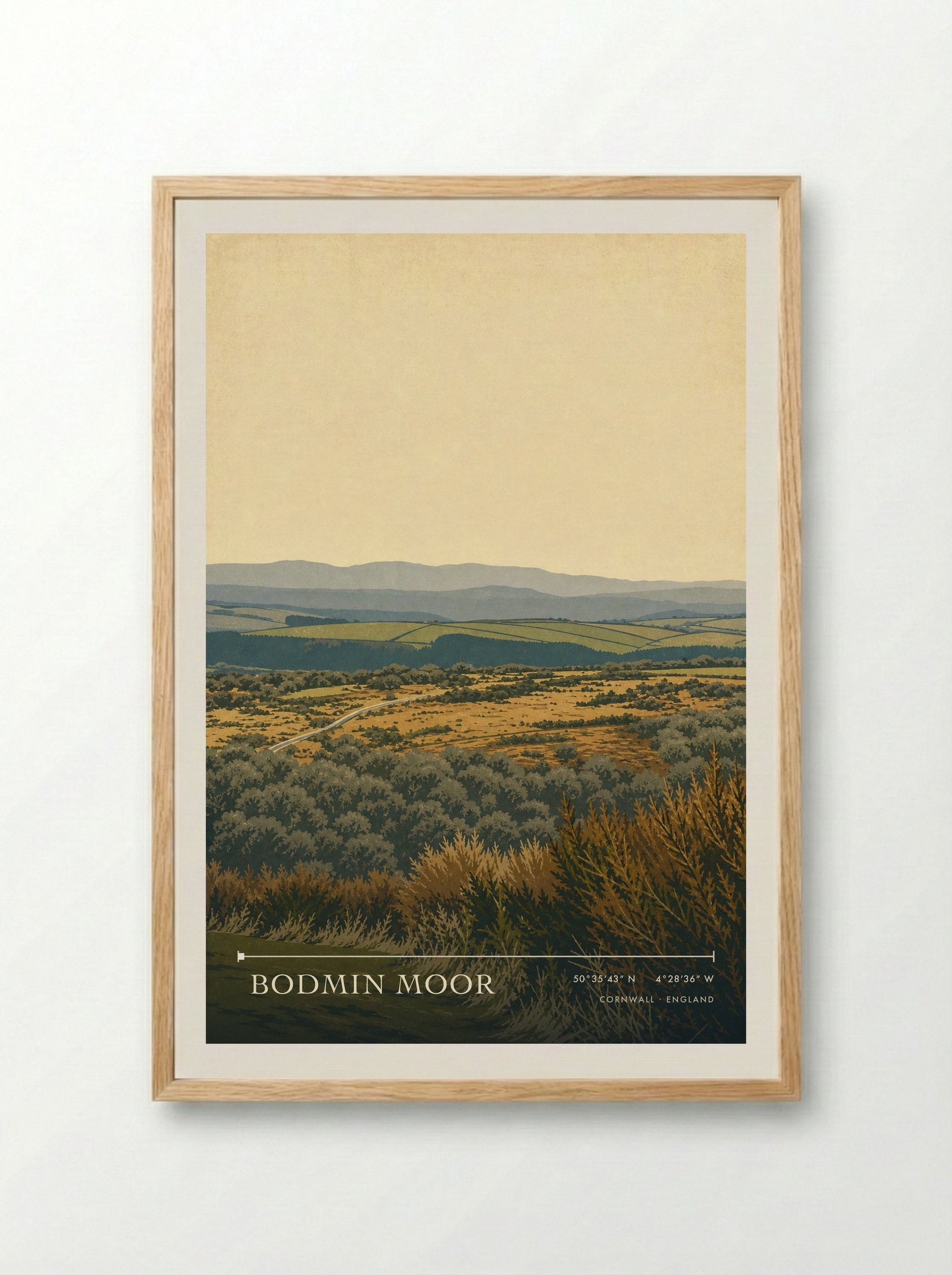 Bodmin Moor Cornwall England Travel Poster - Framed Print Wood