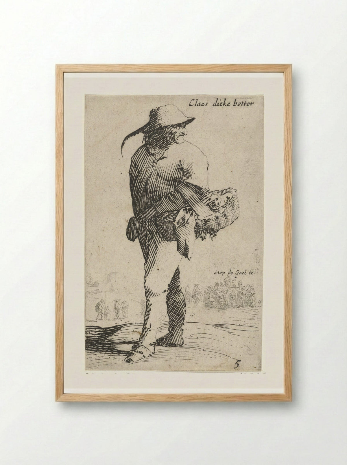 Boer met mand aan linker arm, achteromkijkend - Salomon Savery - Framed Print Wood