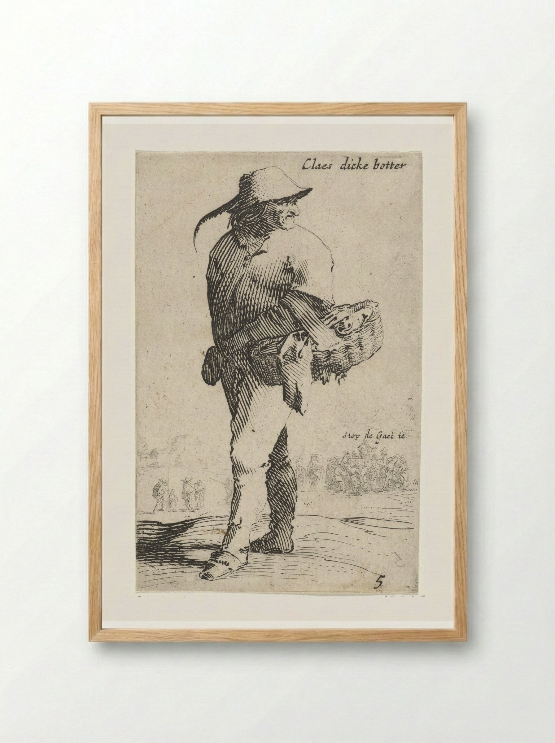 Boer met mand aan linker arm, achteromkijkend - Salomon Savery - Framed Print Wood