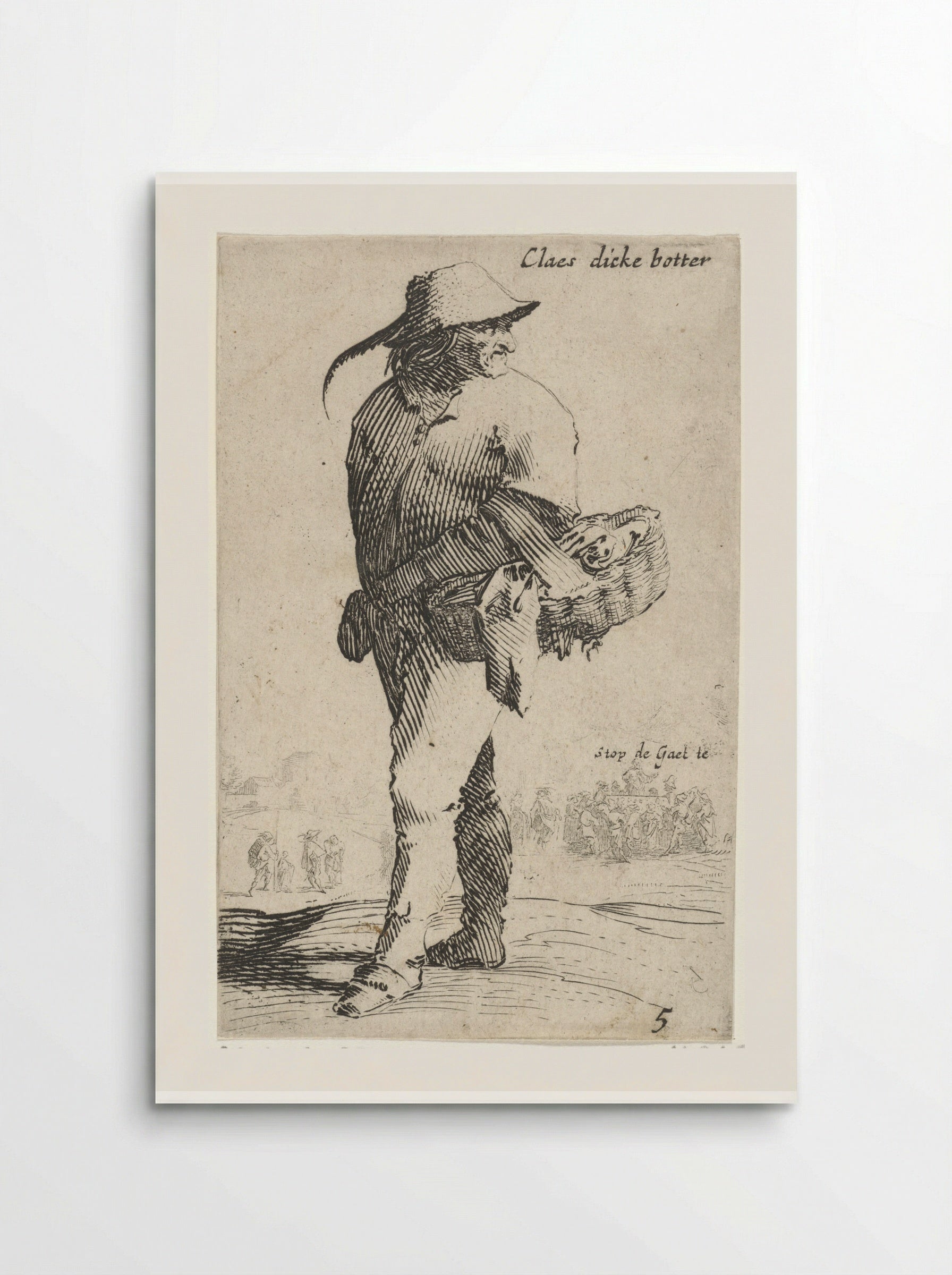 Boer met mand aan linker arm, achteromkijkend - Salomon Savery - Poster