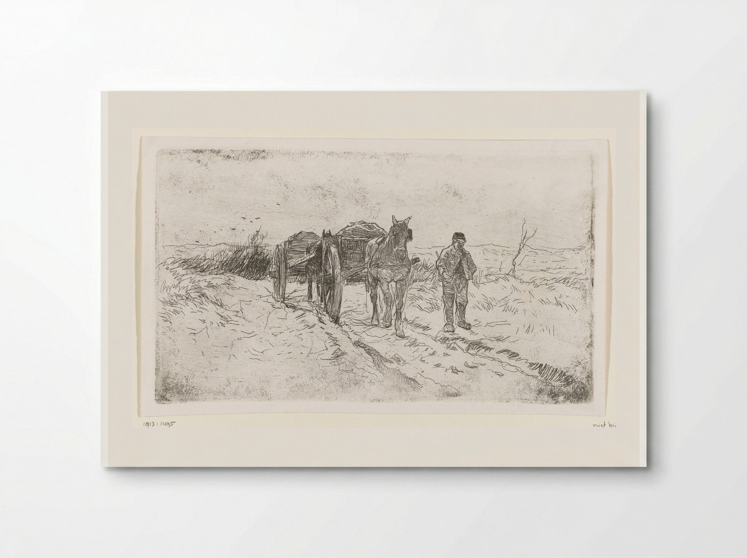 Boer naast twee door paarden getrokken karren - Anton Mauve - Poster