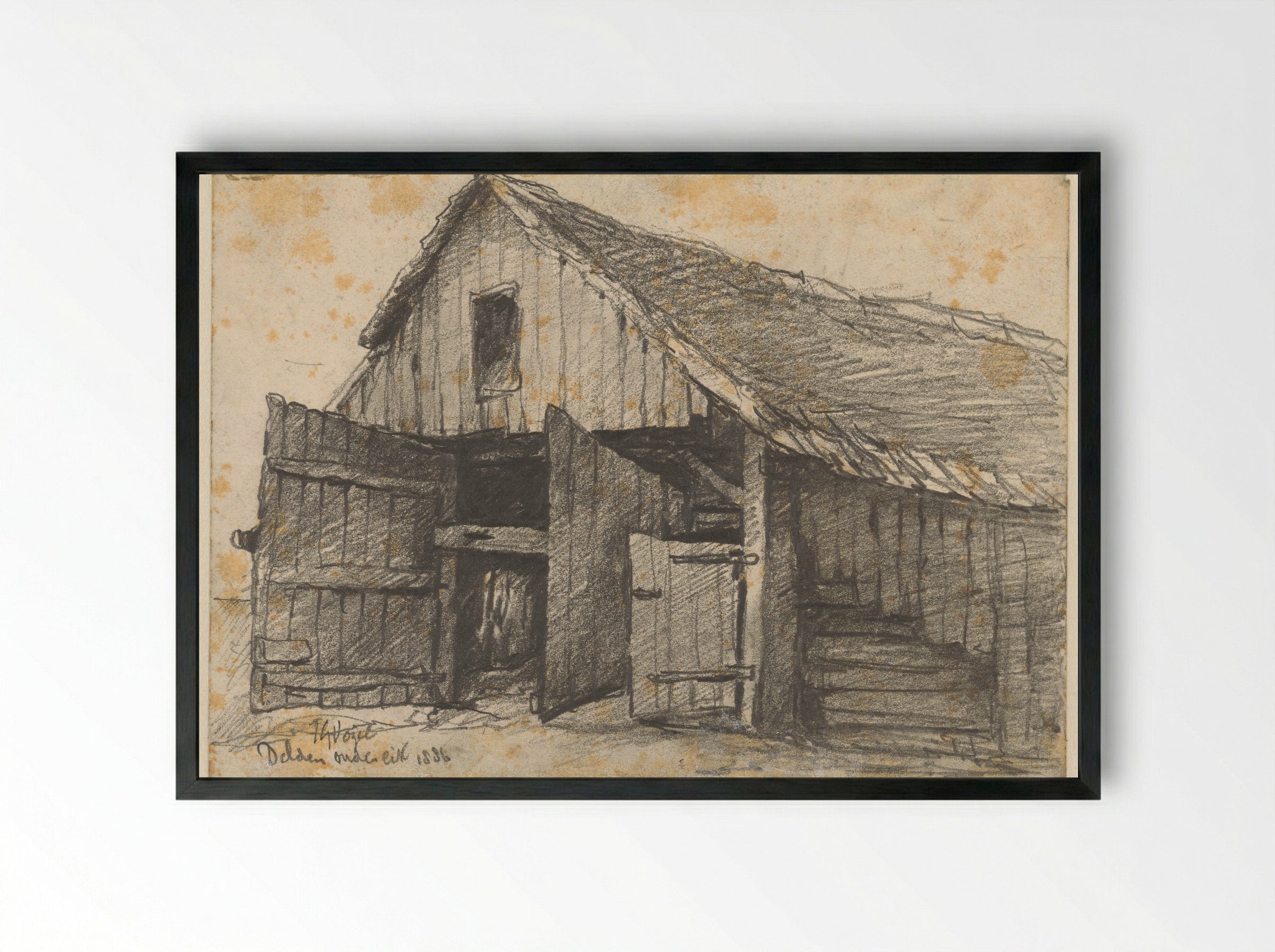Boerderij Ouden Eik te Delden - Johannes Gijsbert Vogel - Framed Print Black