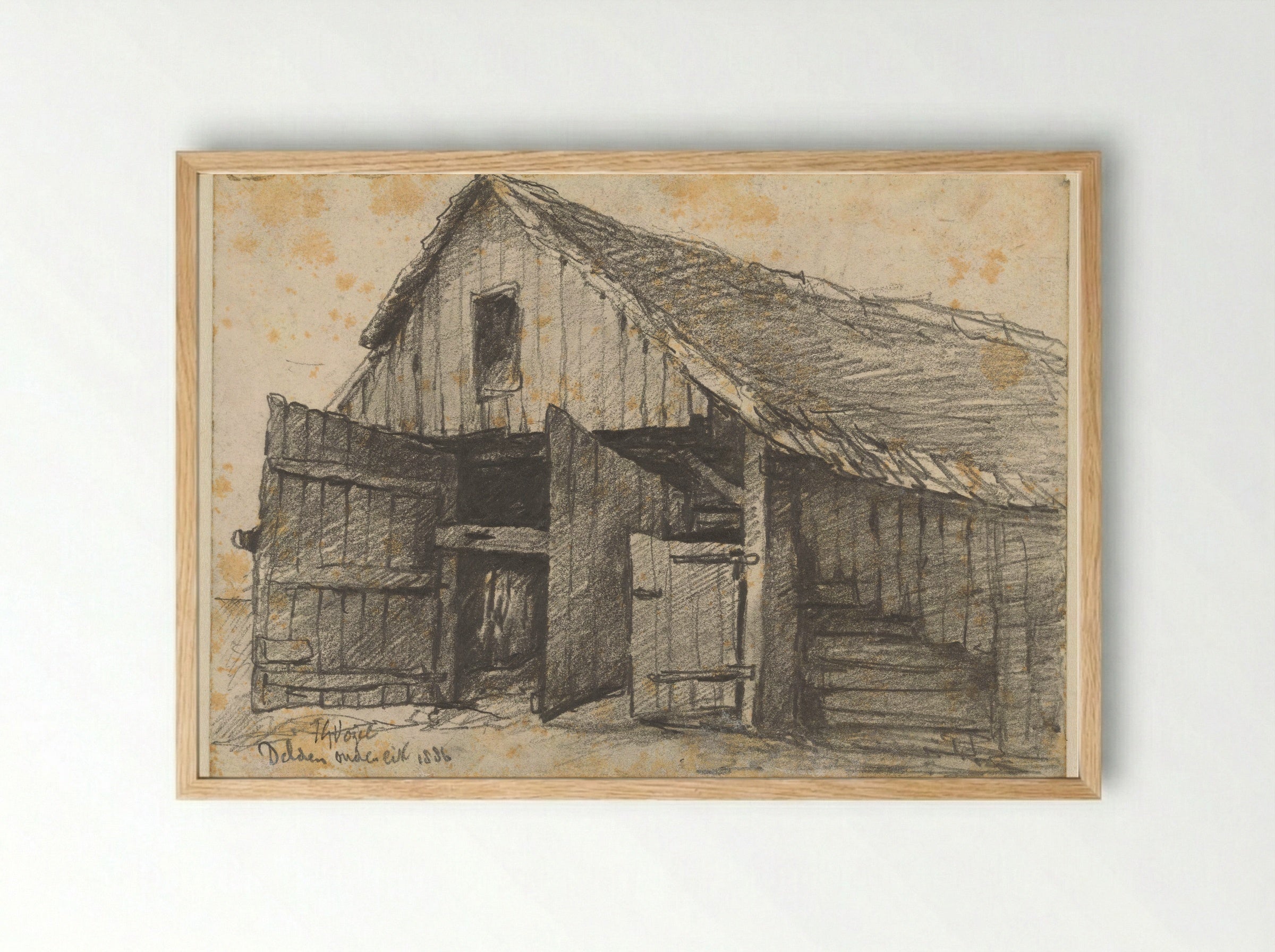 Boerderij Ouden Eik te Delden - Johannes Gijsbert Vogel - Framed Print Wood