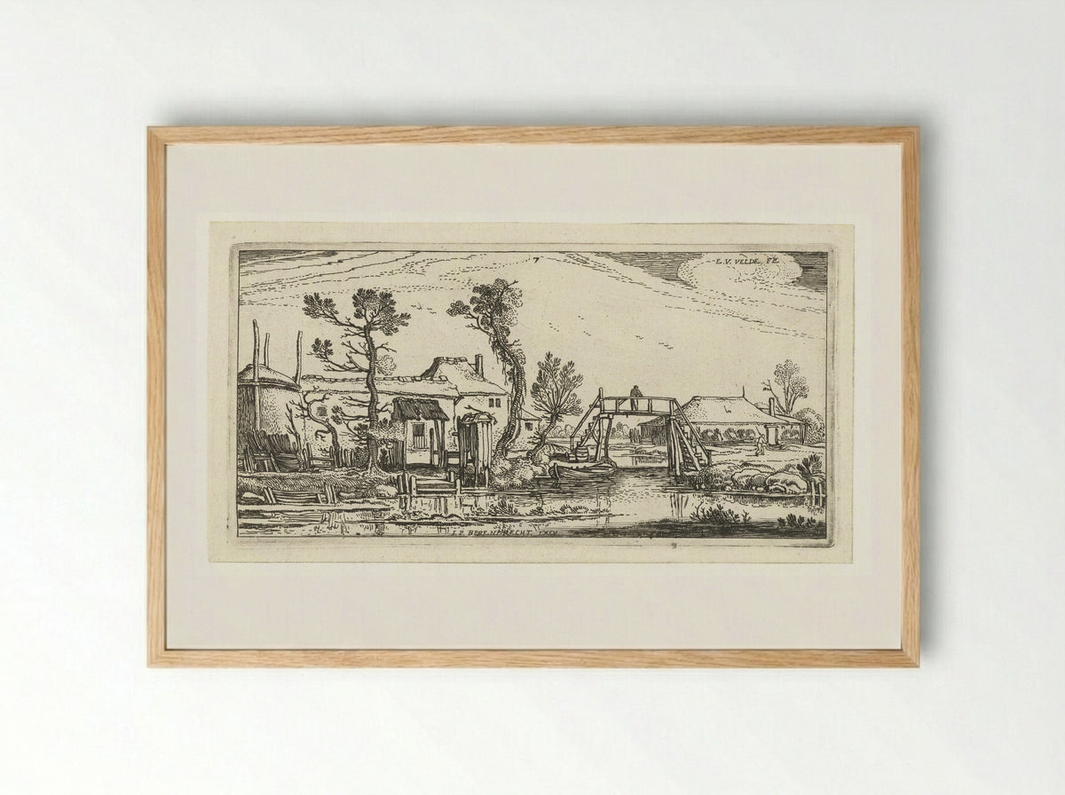 Boerderij aan een kanaal bij Haarlem - Johannes Pietersz. Berendrecht - Framed Print Wood