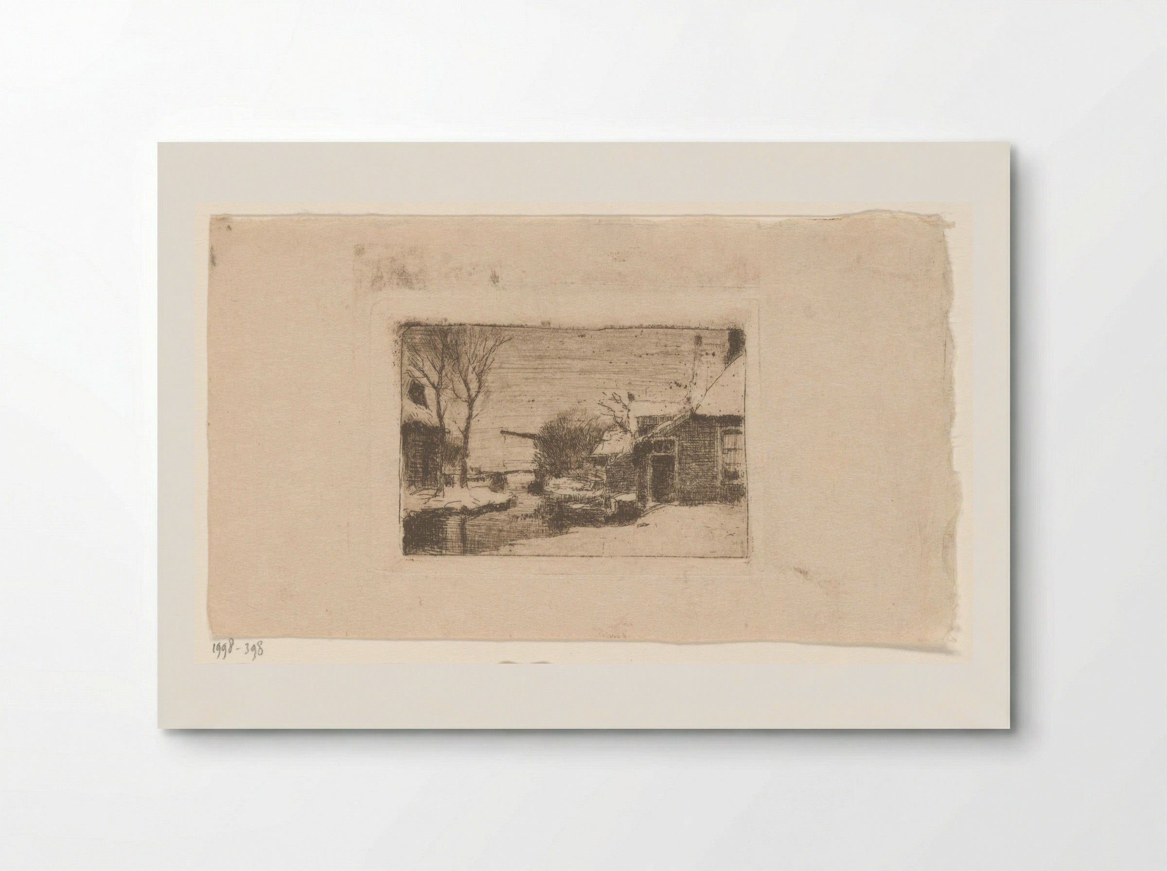 Boerderij aan sloot met ophaalbrug in de sneeuw - Cornelis Vreedenburgh - Poster