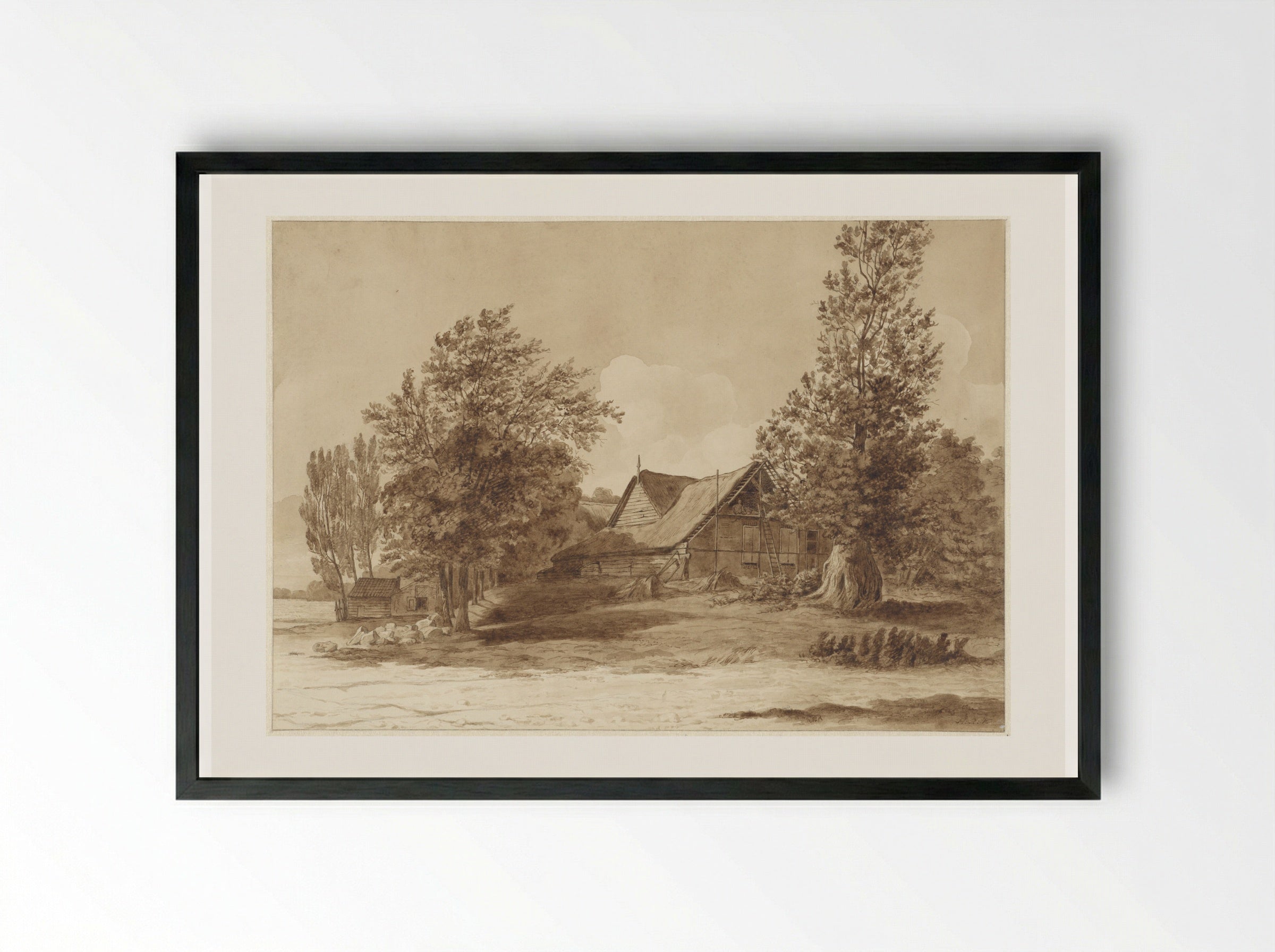 Boerderij bij Hilversum - Hendrik Abraham Klinkhamer - Framed Print Black