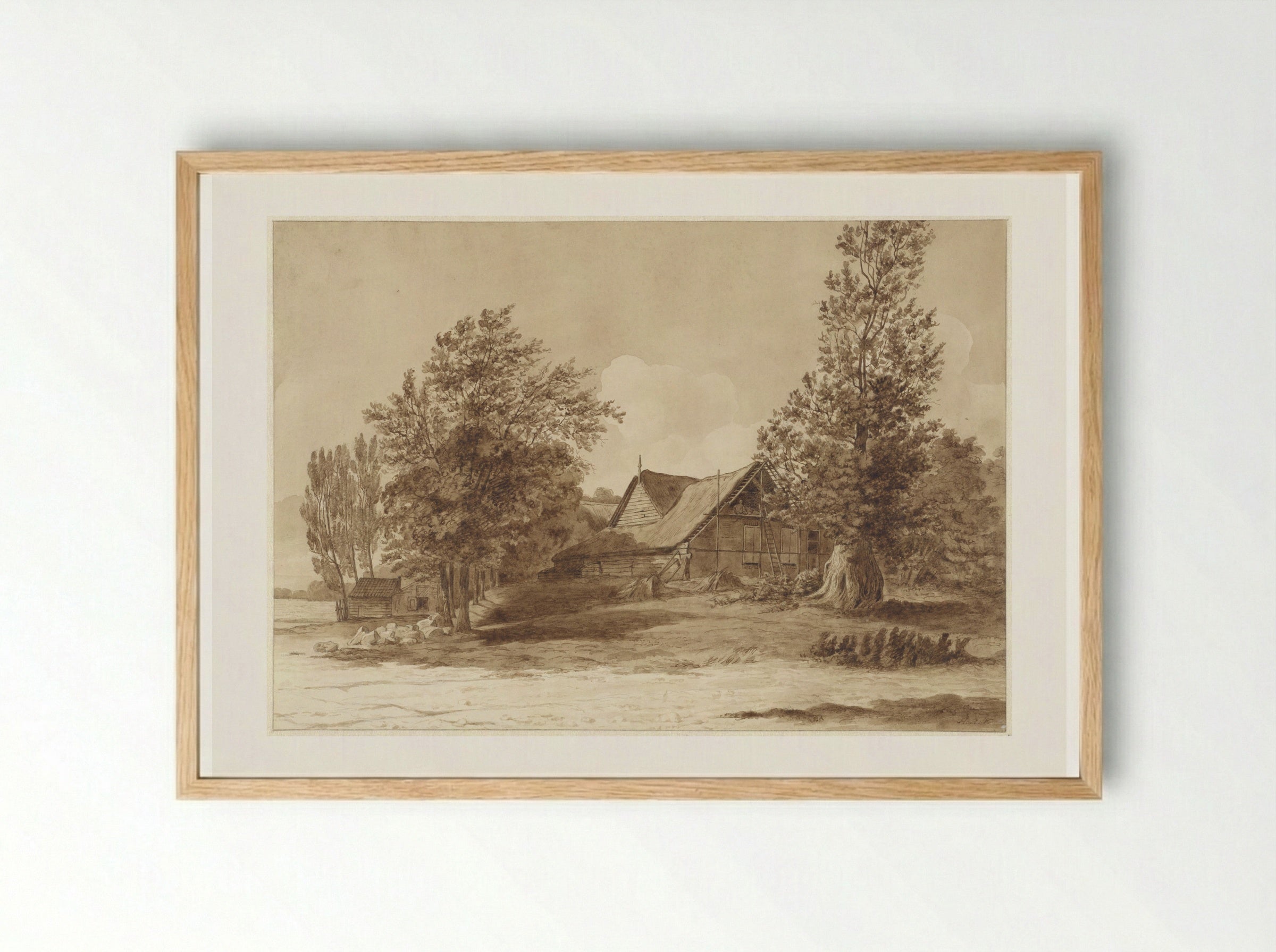 Boerderij bij Hilversum - Hendrik Abraham Klinkhamer - Framed Print Wood