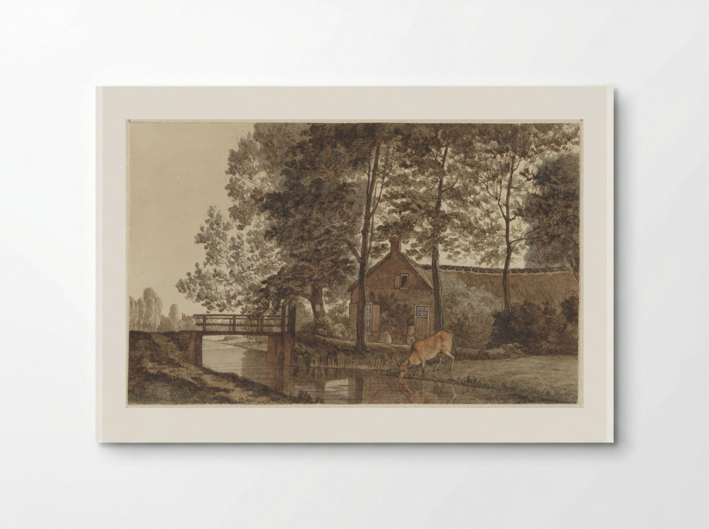 Boerderij met drinkende koe aan de Biltstraat te Utrecht - Hendrik Abraham Klinkhamer - Poster
