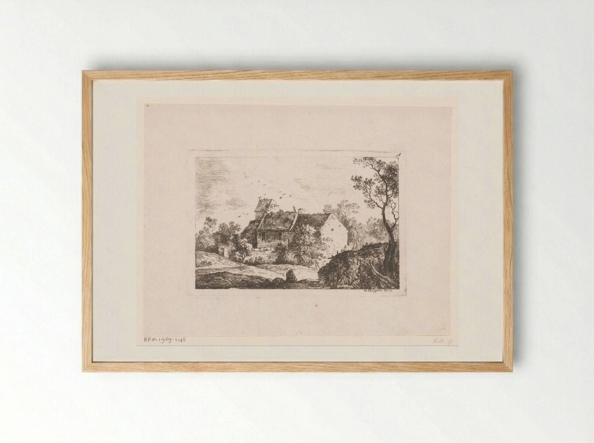 Boerderij met duiventil - Alexis Nicolas Pérignon - Framed Print Wood