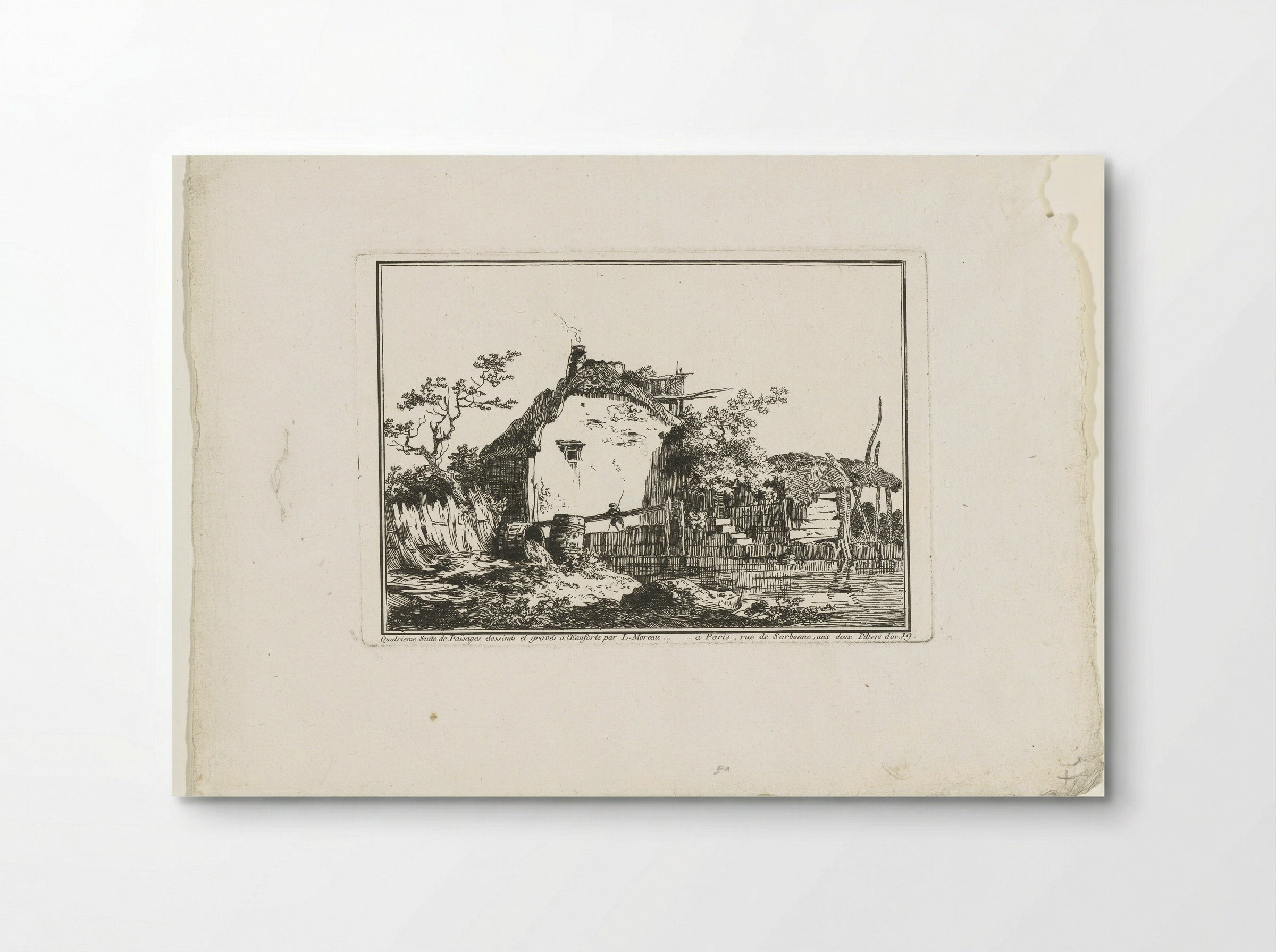 Boerderij met hooiberg aan het water - François Etienne Joubert - Poster