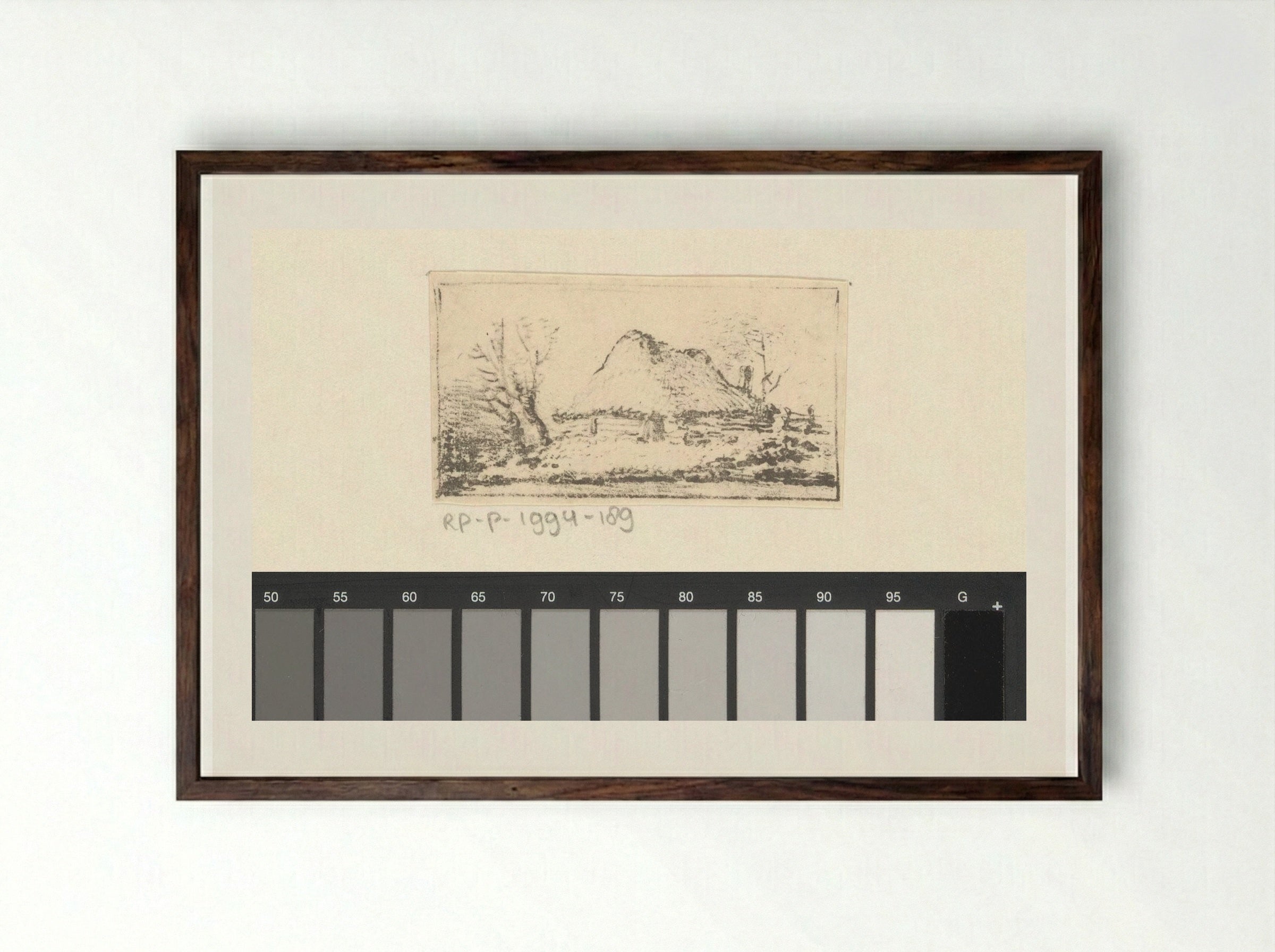 Boerderij met rieten dak - Pieter Bartholomeusz. Barbiers - Framed Print Dark Wood