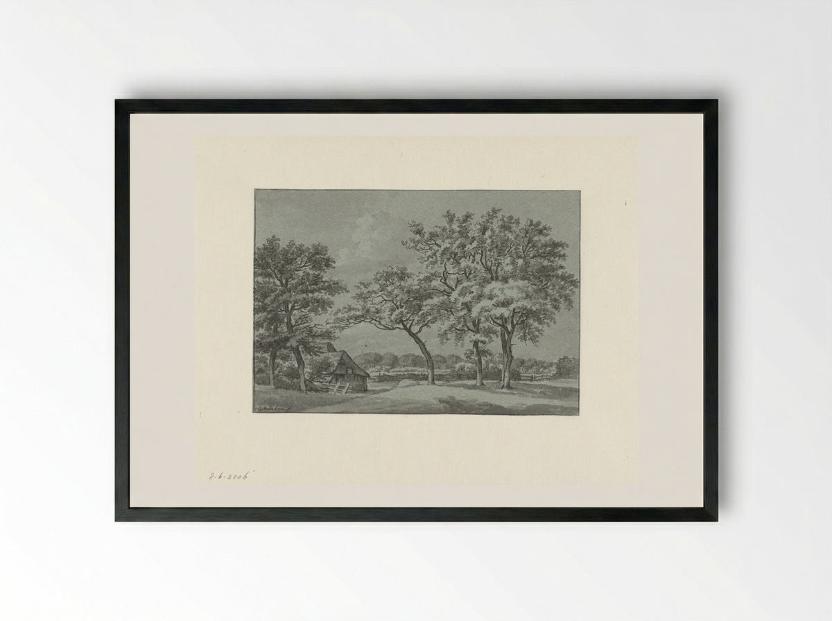 Boerderij onder bomen - Gerrit Hulseboom - Framed Print Black