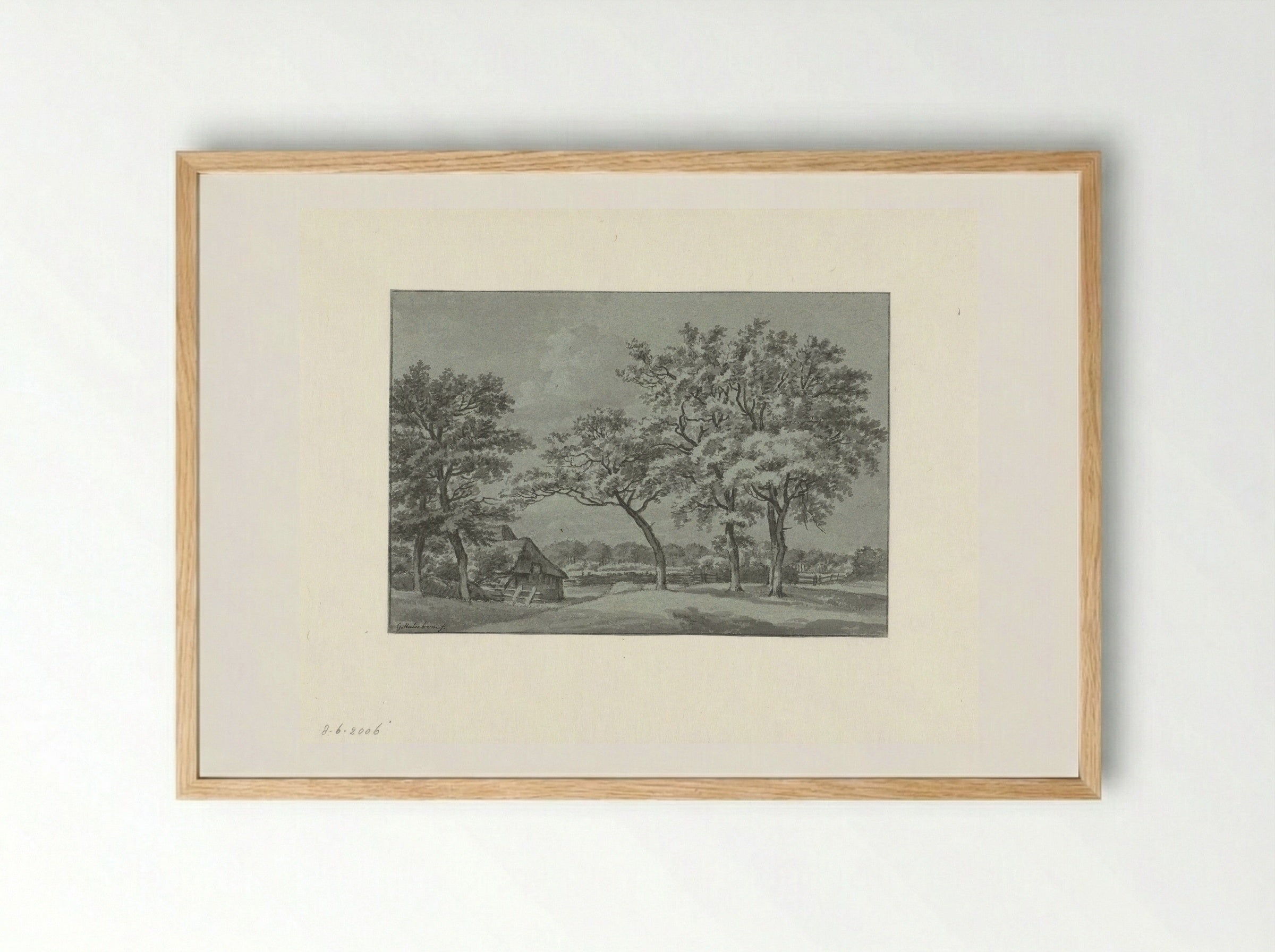 Boerderij onder bomen - Gerrit Hulseboom - Framed Print Wood