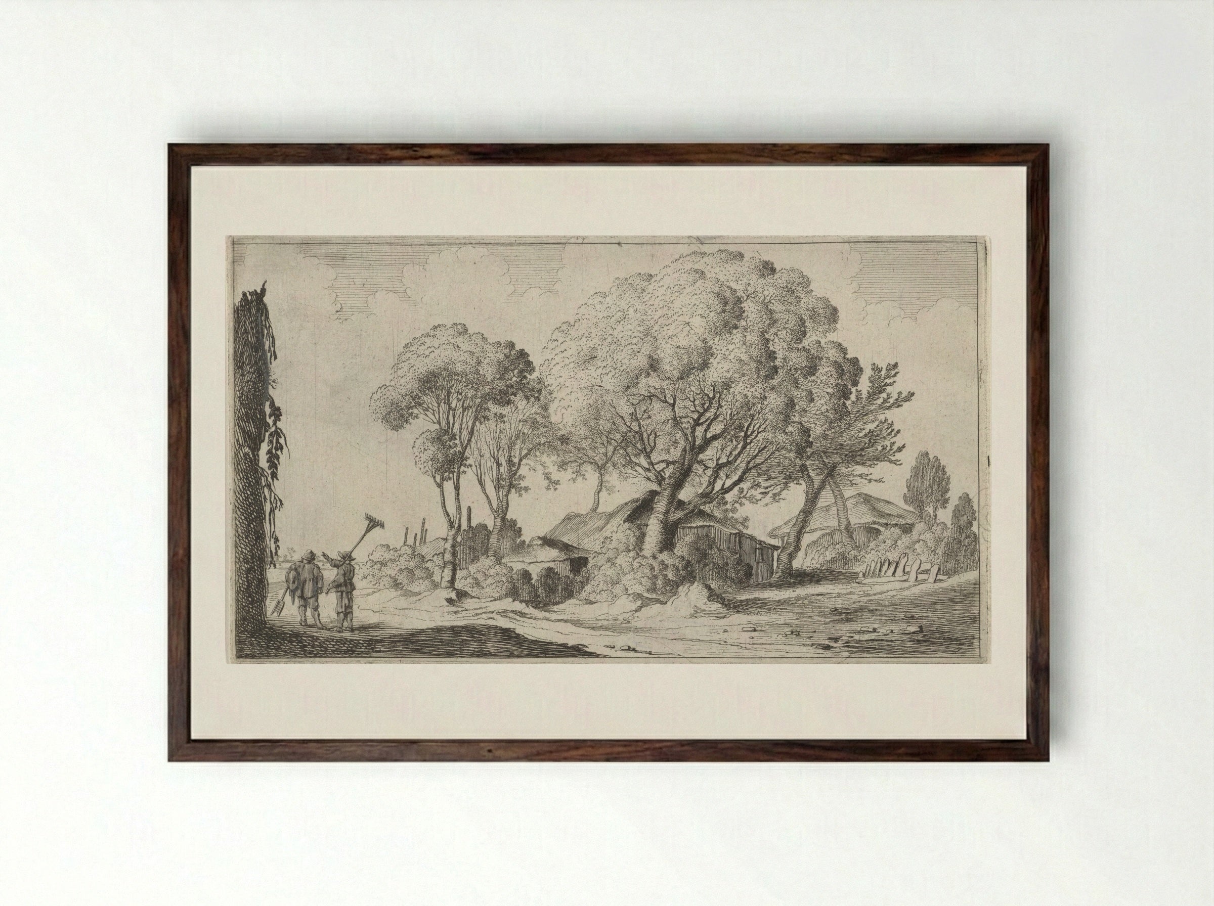 Boerderijen tussen bomen - Gillis van Scheyndel (I) - Framed Print Dark Wood