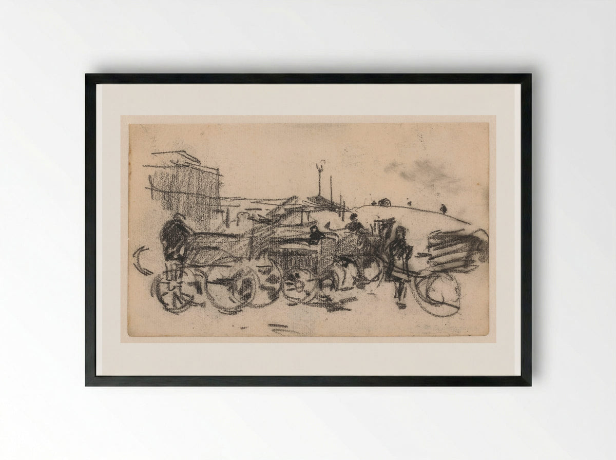 Boeren met karren - Willem Bastiaan Tholen - Framed Print Black