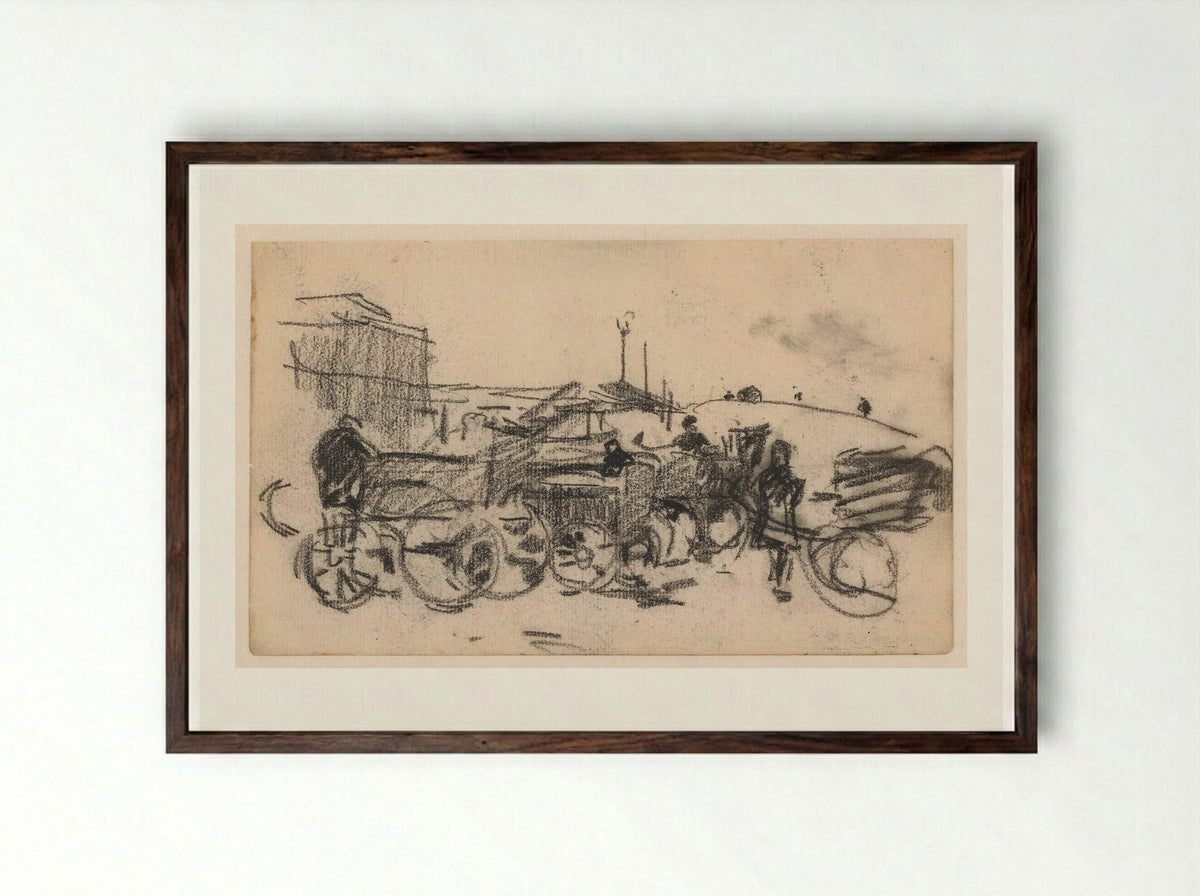 Boeren met karren - Willem Bastiaan Tholen - Framed Print Dark Wood